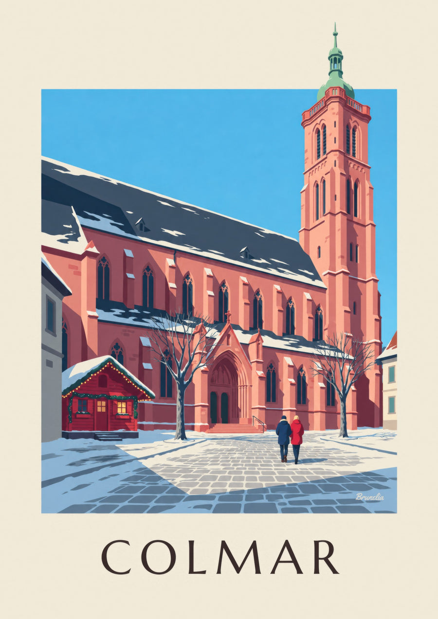 Poster der Martinskirche Saint-Martin in Colmar im Winter