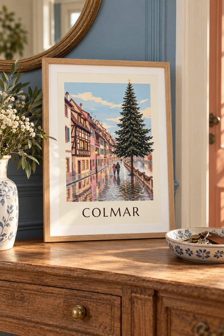 Affiche Quai de la Poissonnerie à Colmar : petit format A4 encadré