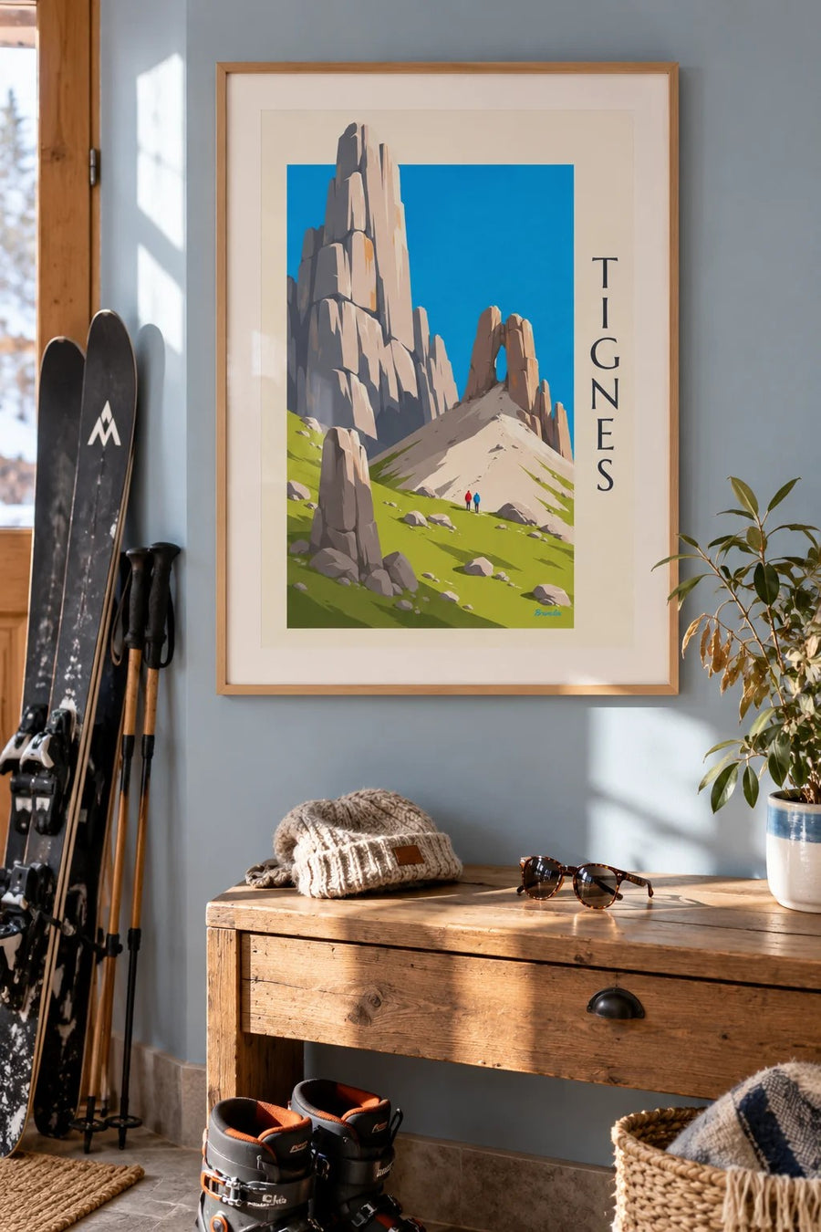 Poster Tignes, die Aiguille Percée : gerahmt an der Wand