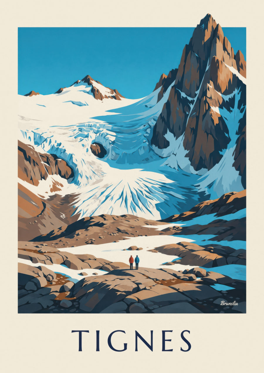 Poster Tignes, Grande Motte und Grande Casse im Sommer