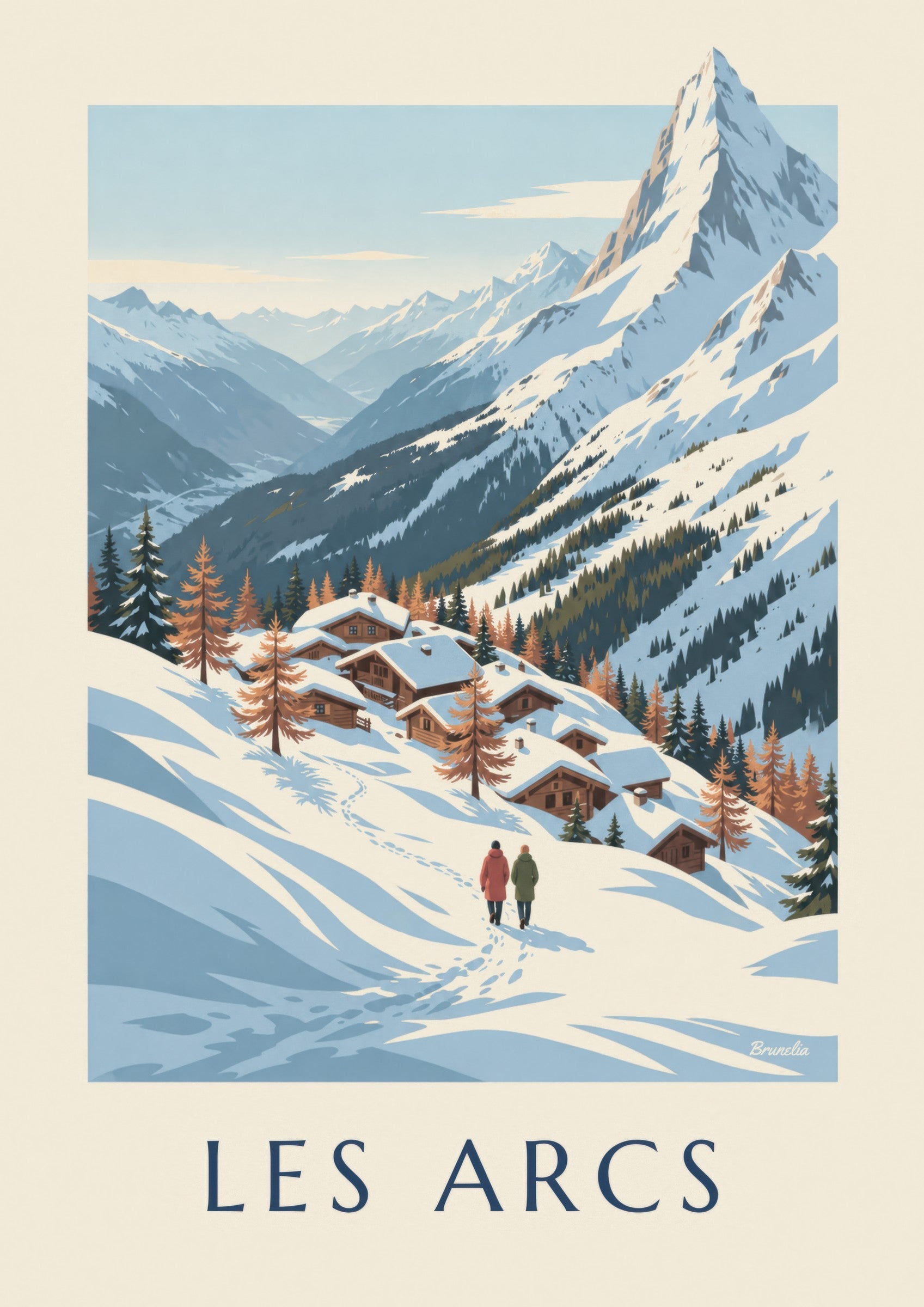 Poster Les Arcs, Panorama über die Tarentaise: Detail in Nahaufnahme