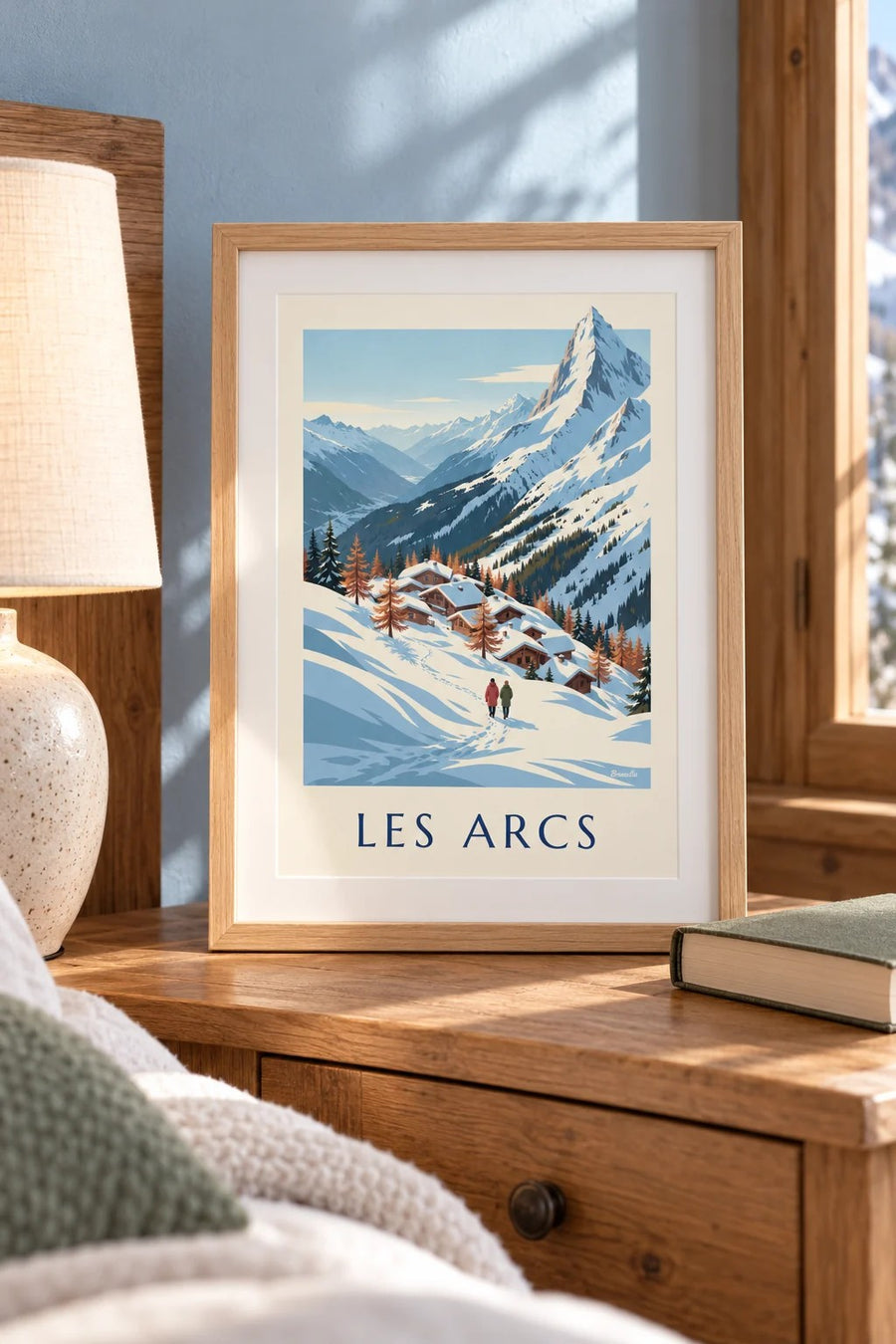 Affiche Les Arcs, panorama sur la Tarentaise : petit format A4 encadré