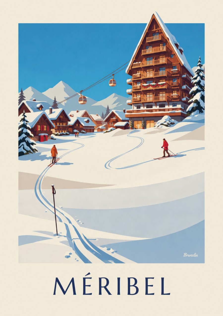 Poster Méribel Mottaret im Sonnenschein
