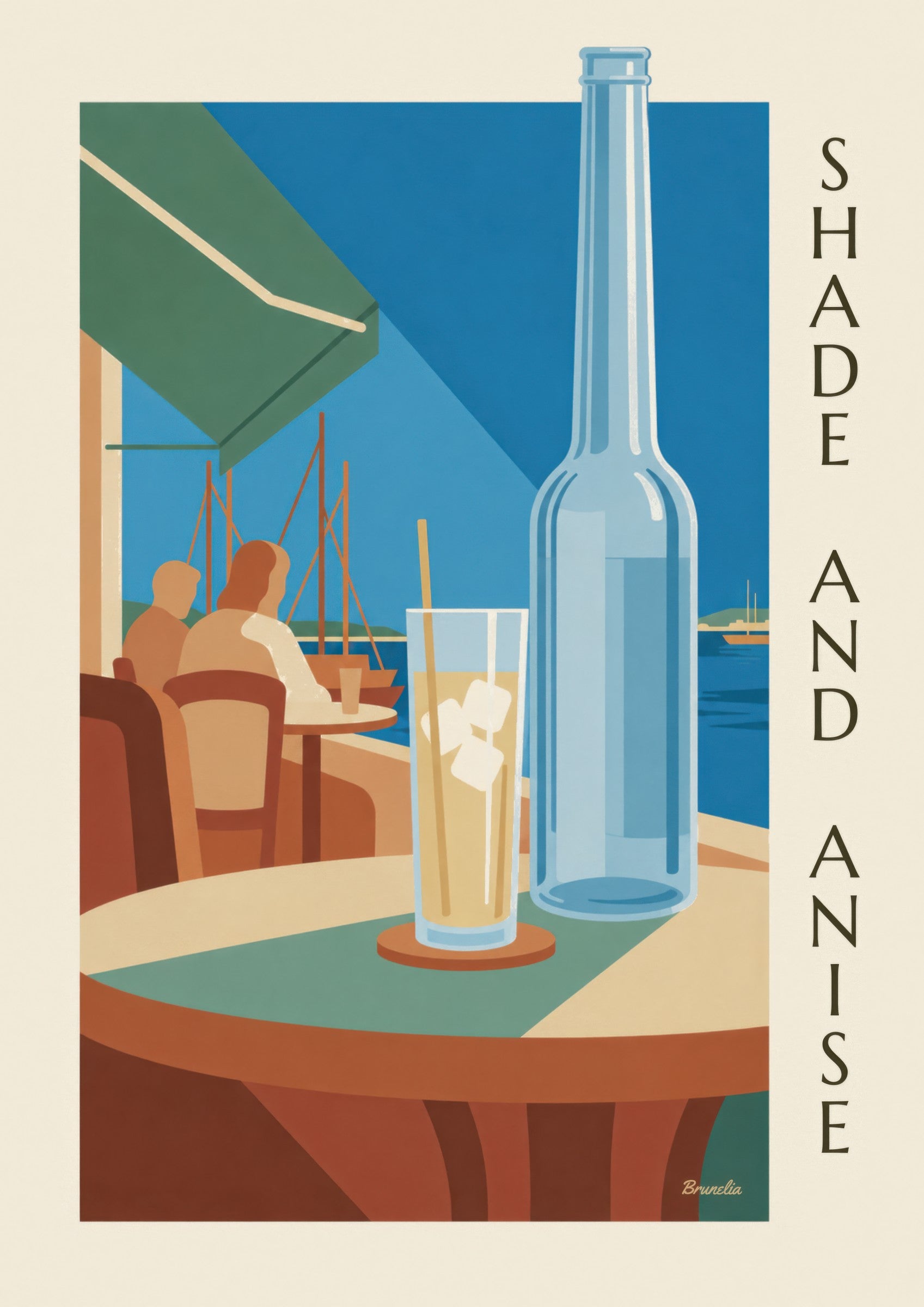 Affiche pastis et carafe d’eau au port: Detail in Nahaufnahme