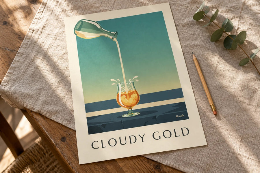 Affiche pastis et eau fraîche : posée sur une table
