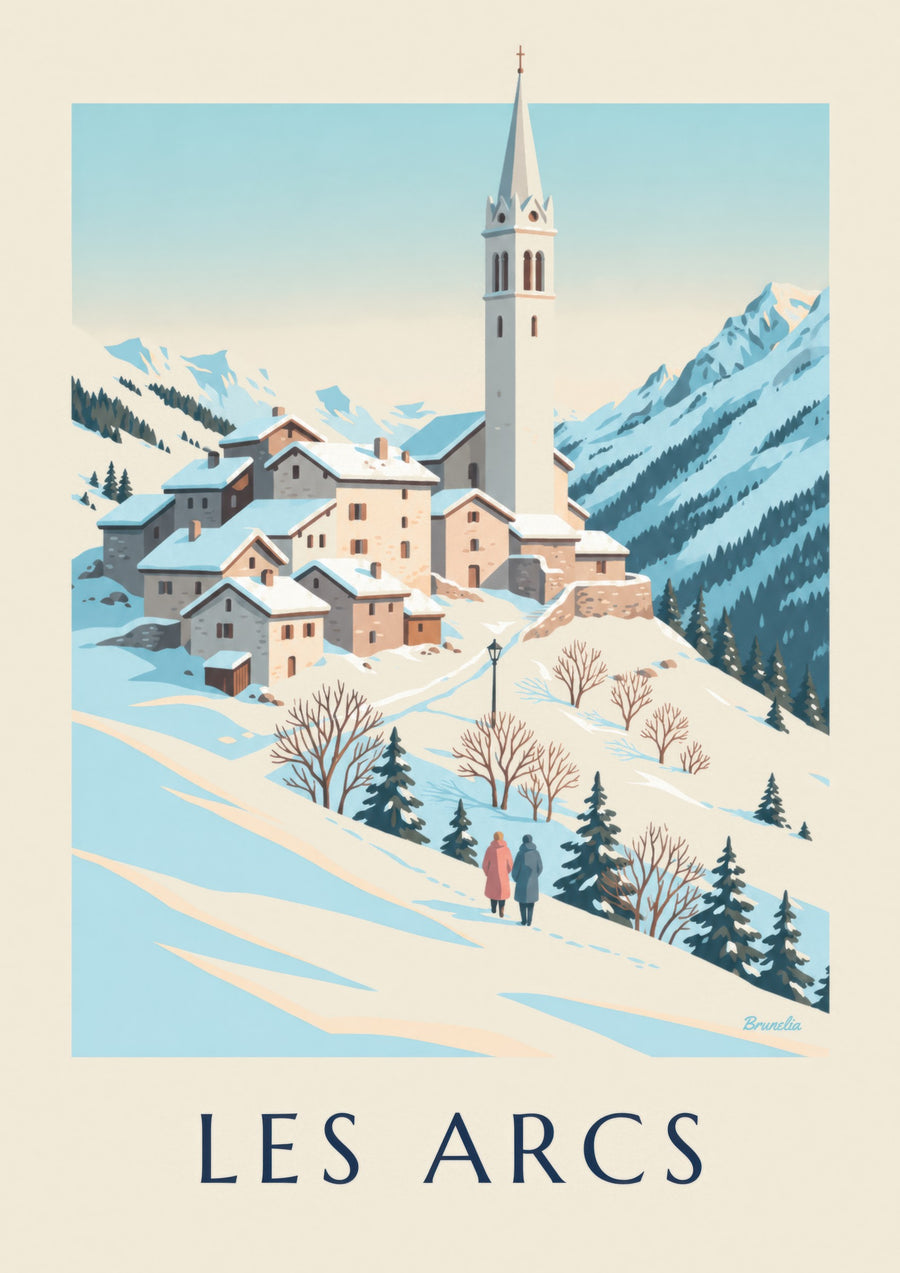 Les-Arcs-Poster: Villaroger im Schnee