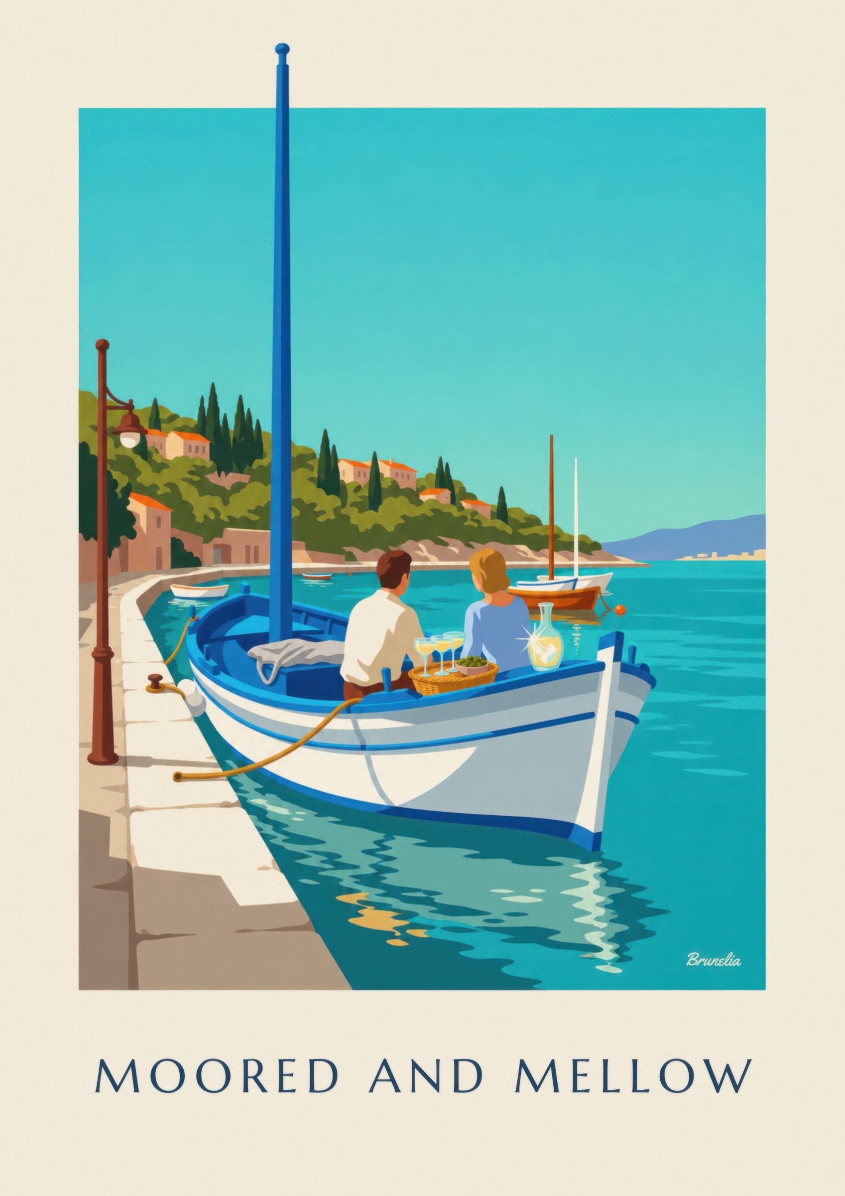 Poster mit Aperitif an Bord eines Pointu-Bootes: Detail in Nahaufnahme