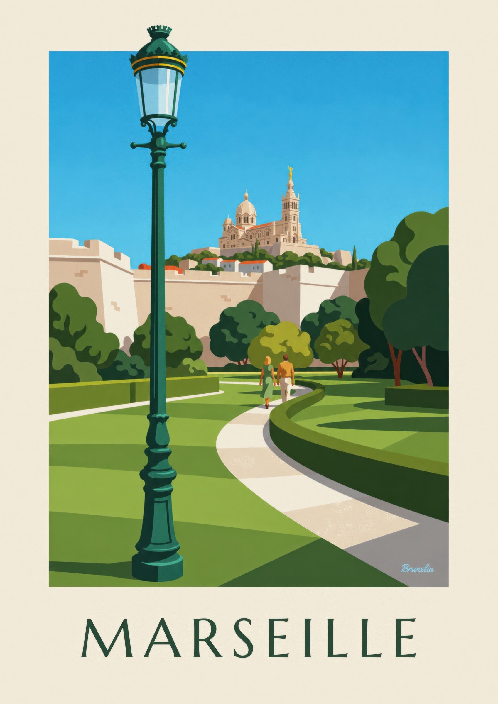 Affiche Notre-Dame-de-la-Garde vue du Pharo: Detail in Nahaufnahme