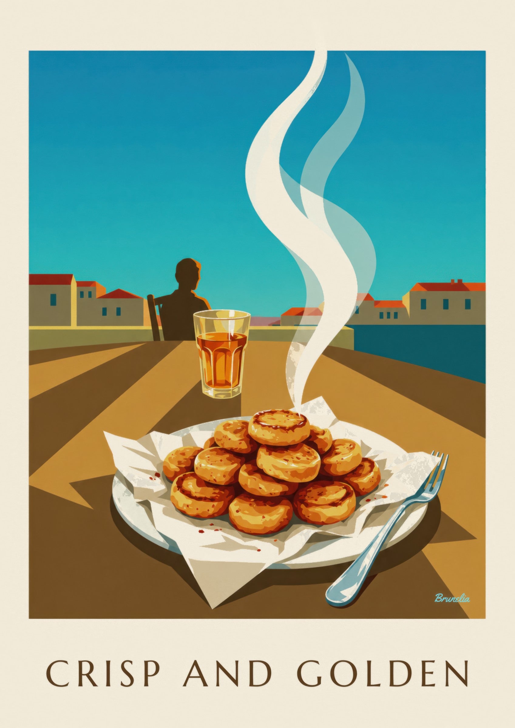 Poster goldbrauner Panisses aus Marseille: Detail in Nahaufnahme
