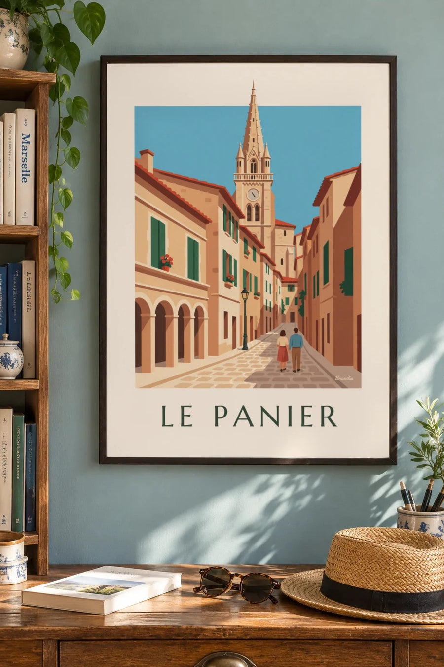 Affiche clocher des Accoules au Panier à Marseille : encadrée au mur