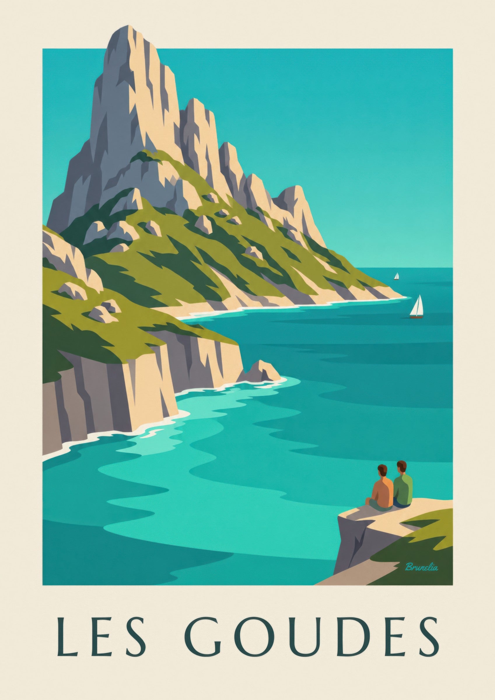 Affiche île Maïre face aux Goudes, eau turquoise: Detail in Nahaufnahme