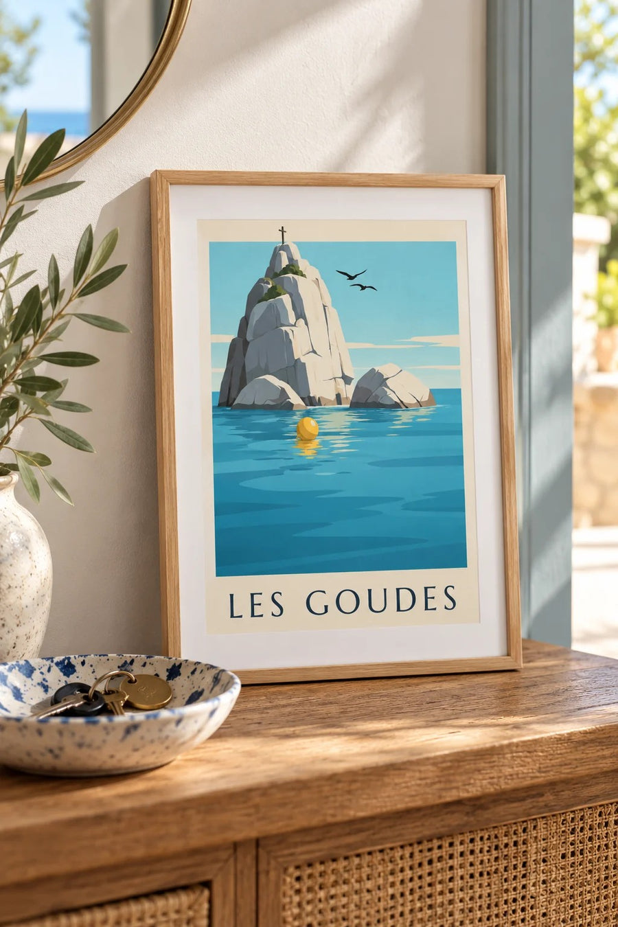 Affiche îlot du Tiboulen de Maïre et sa croix : petit format A4 encadré