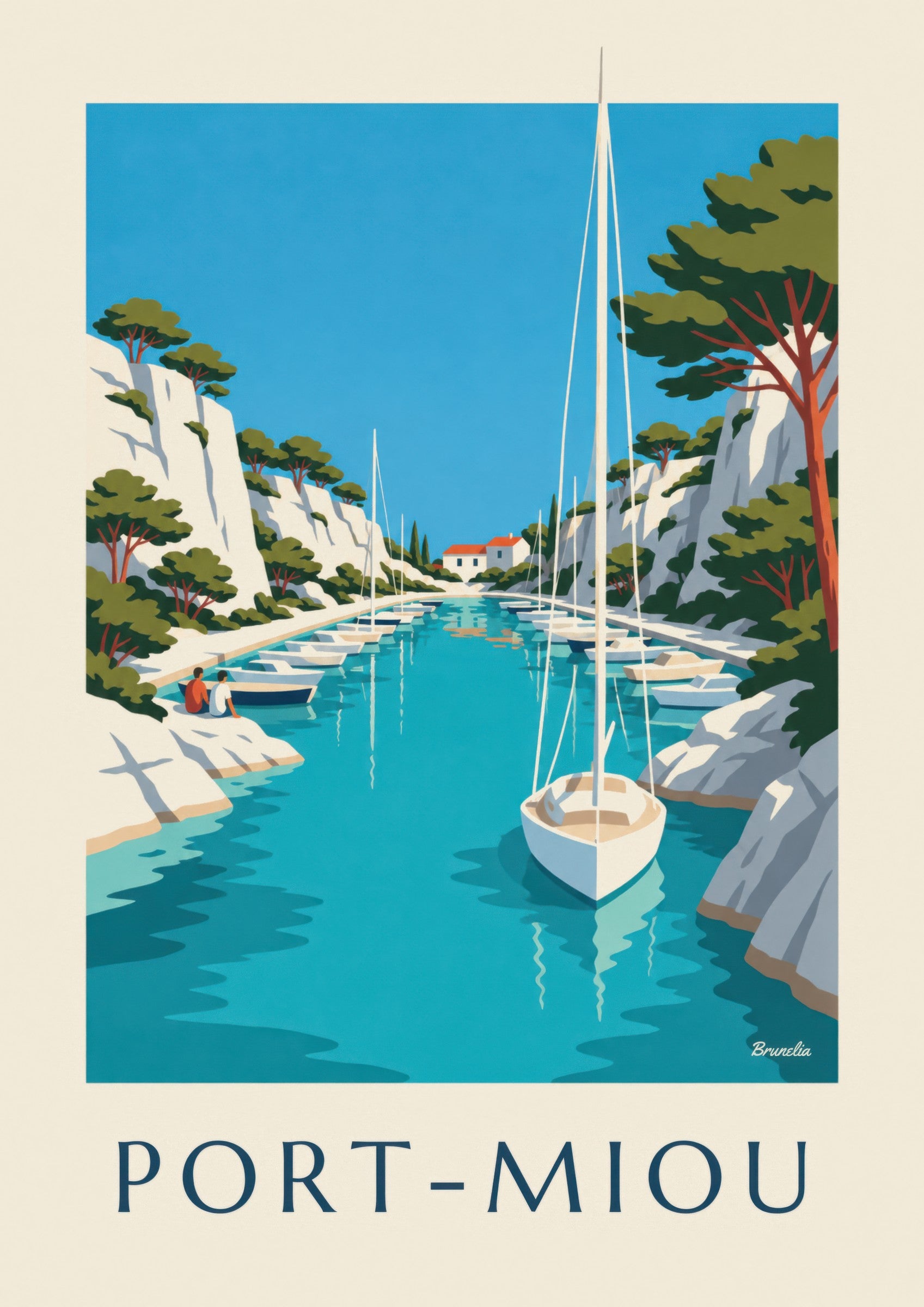 Affiche calanque de Port-Miou et voiliers: Detail in Nahaufnahme