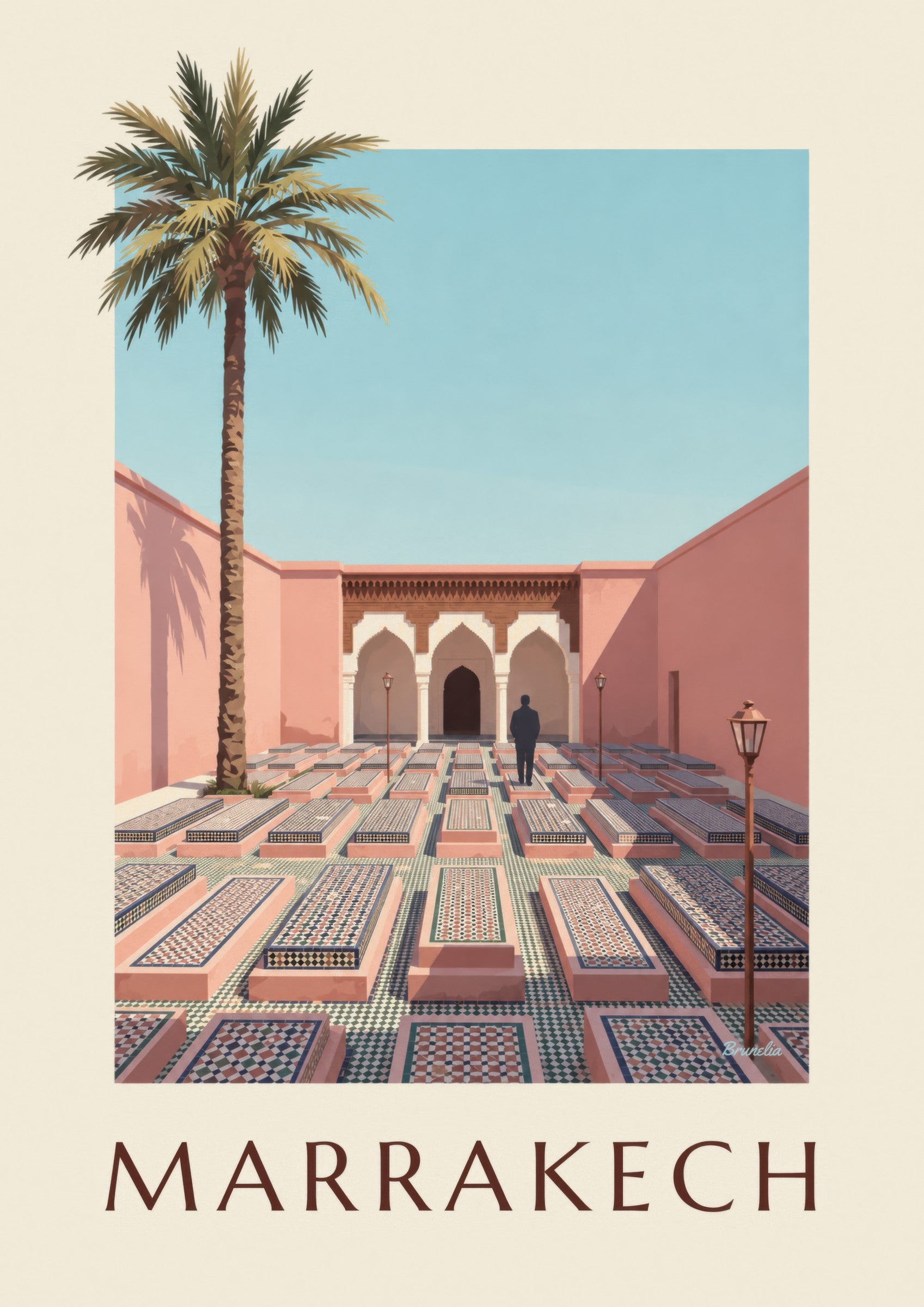 Affiche Tombeaux saadiens de Marrakech, arcades et zelliges: Detail in Nahaufnahme