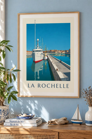 Poster vom Bassin des Chalutiers in La Rochelle : gerahmt an der Wand