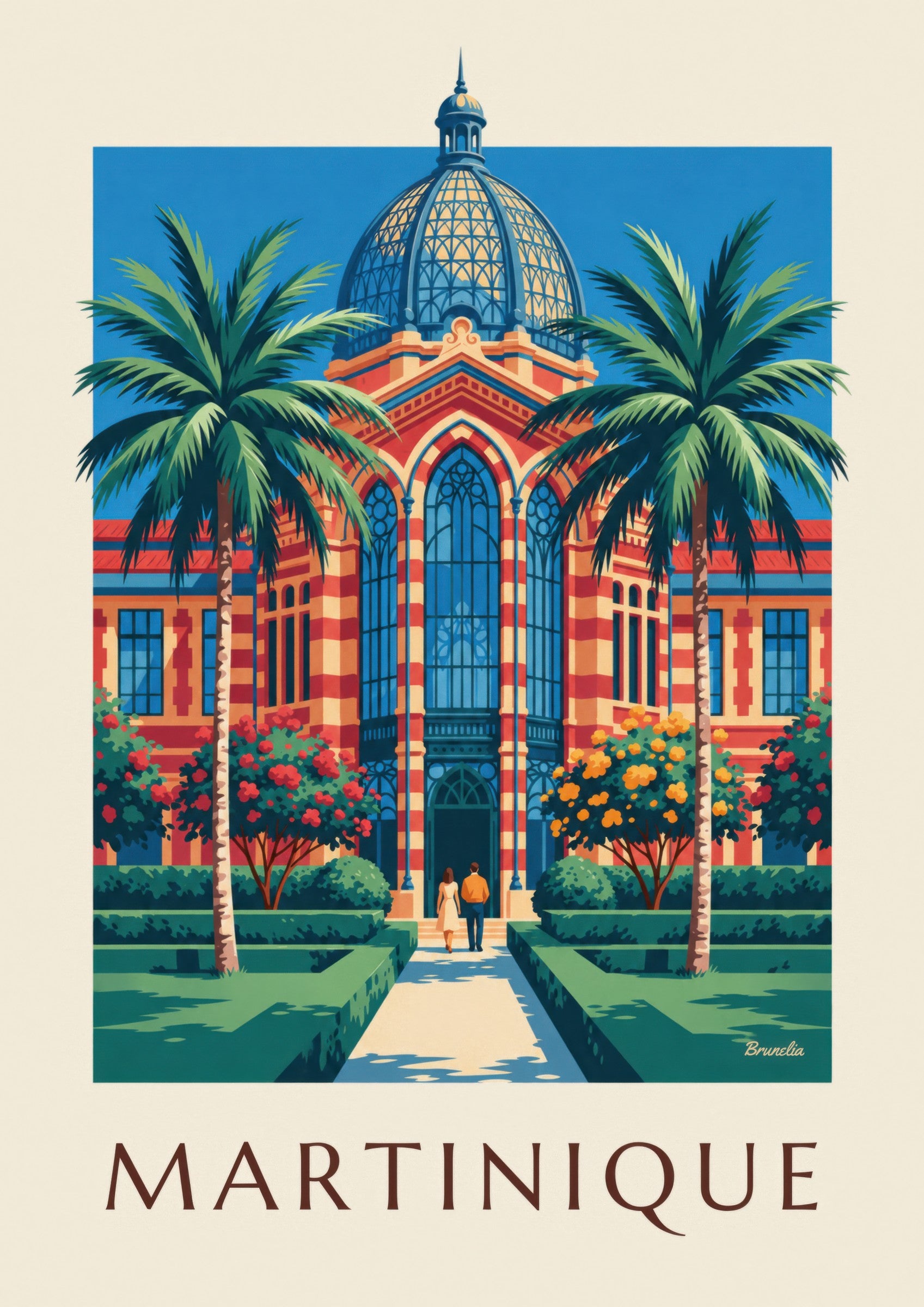 Affiche Martinique, bibliothèque Schœlcher à Fort-de-France: Detail in Nahaufnahme