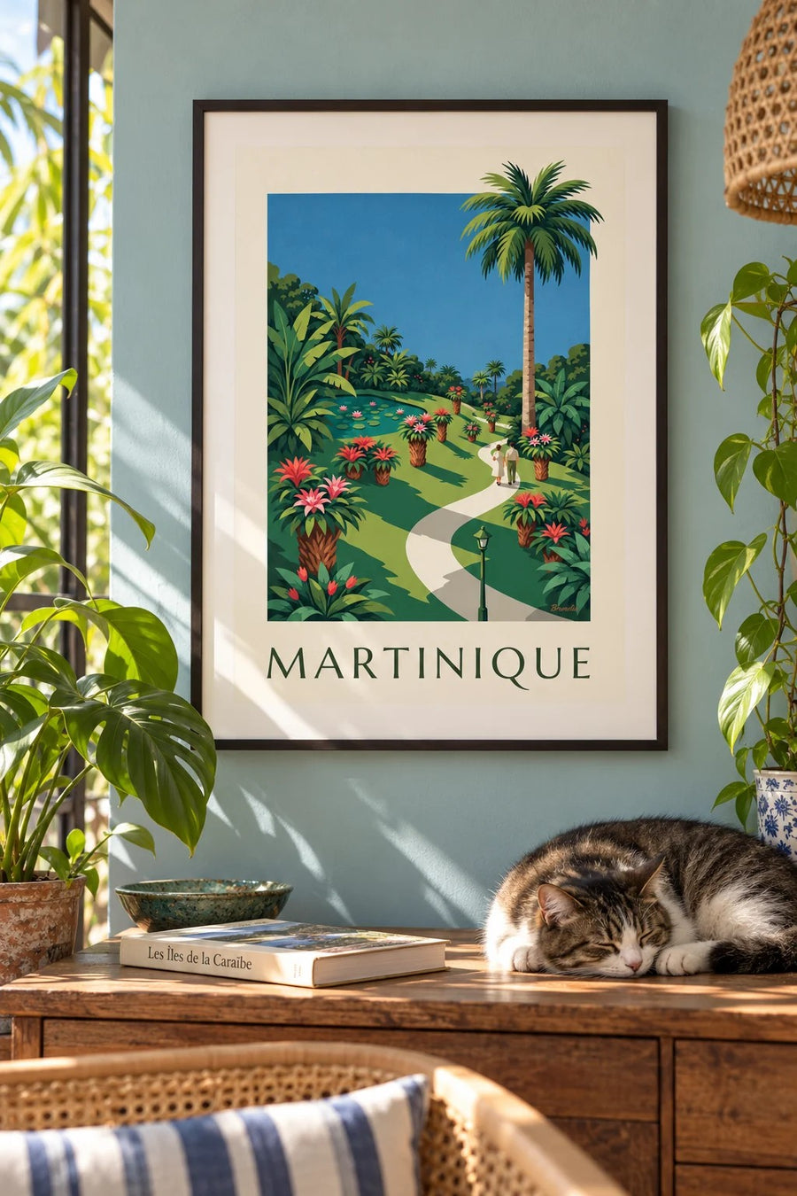 Poster Martinique mit dem Balata-Garten und Bromelien : gerahmt an der Wand