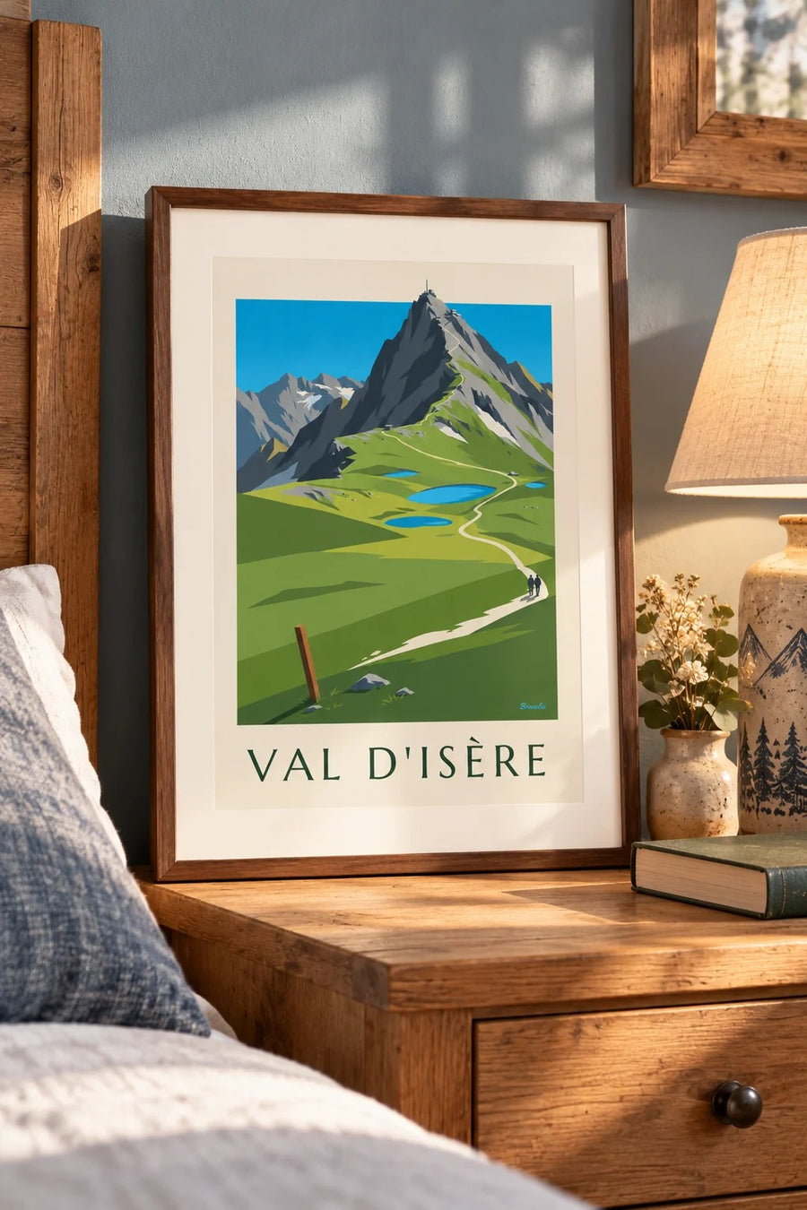 Affiche Val d’Isère, alpages et lacs d’altitude : petit format A4 encadré