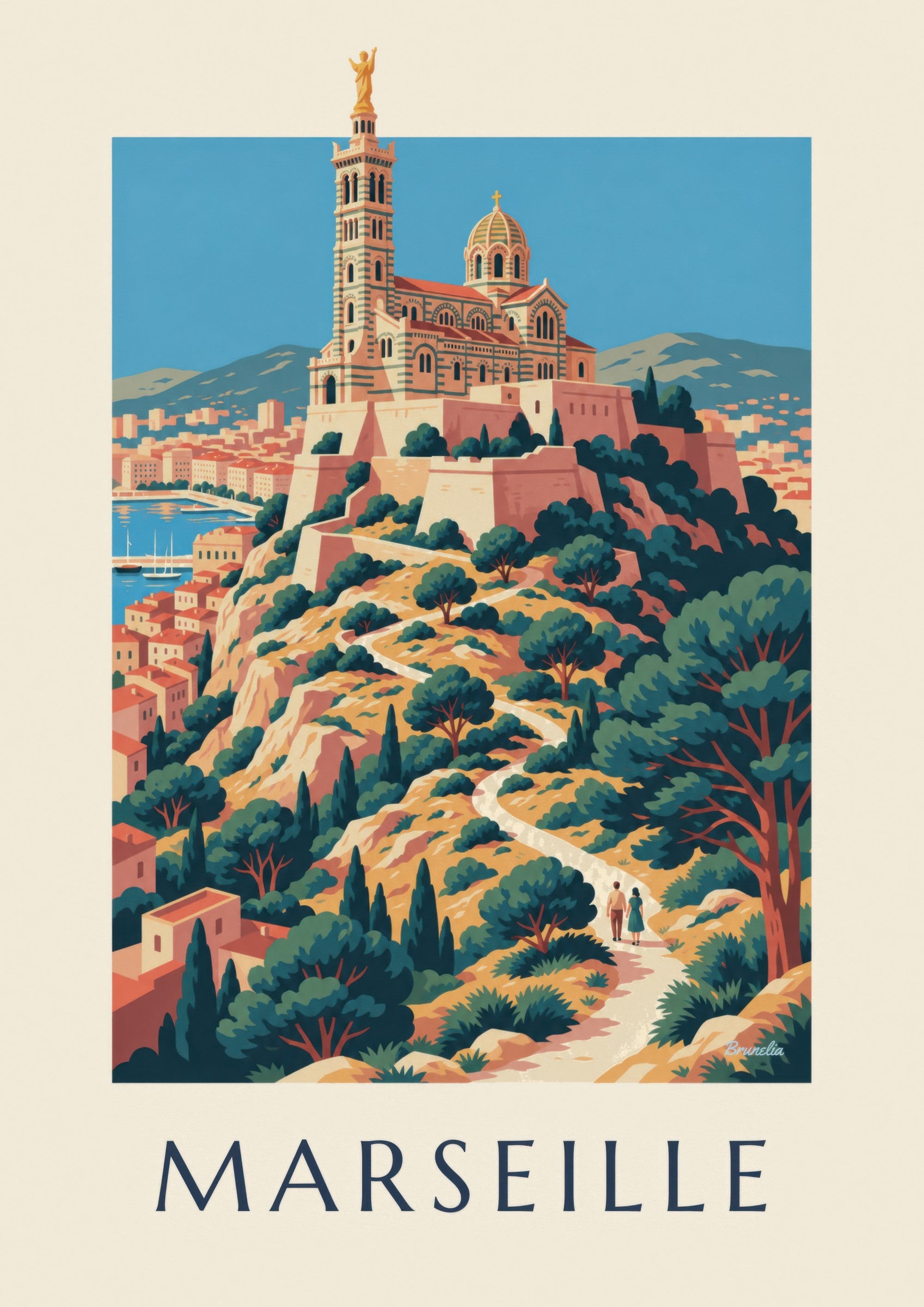 Affiche Notre-Dame-de-la-Garde au coucher du soleil: Detail in Nahaufnahme