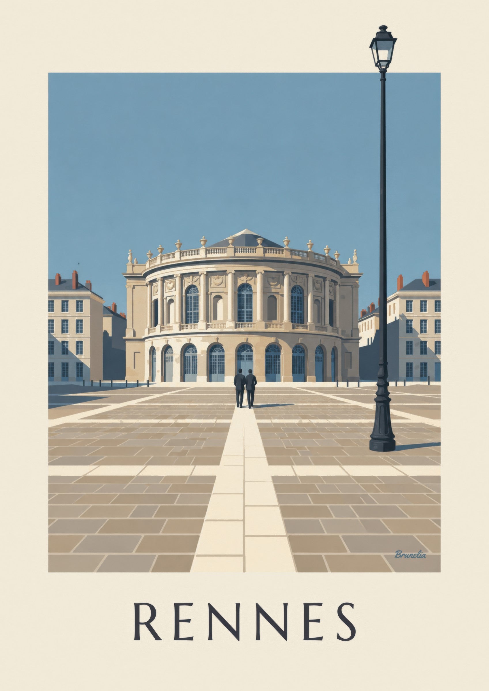 Affiche Rennes, l’opéra en rotonde place de la Mairie: Detail in Nahaufnahme
