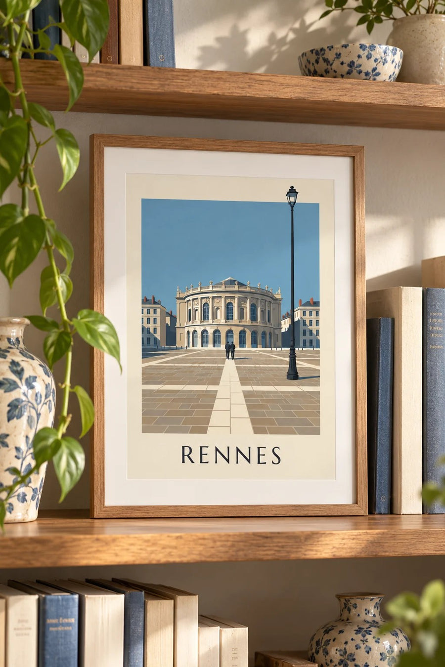 Affiche Rennes, l’opéra en rotonde place de la Mairie : petit format A4 encadré