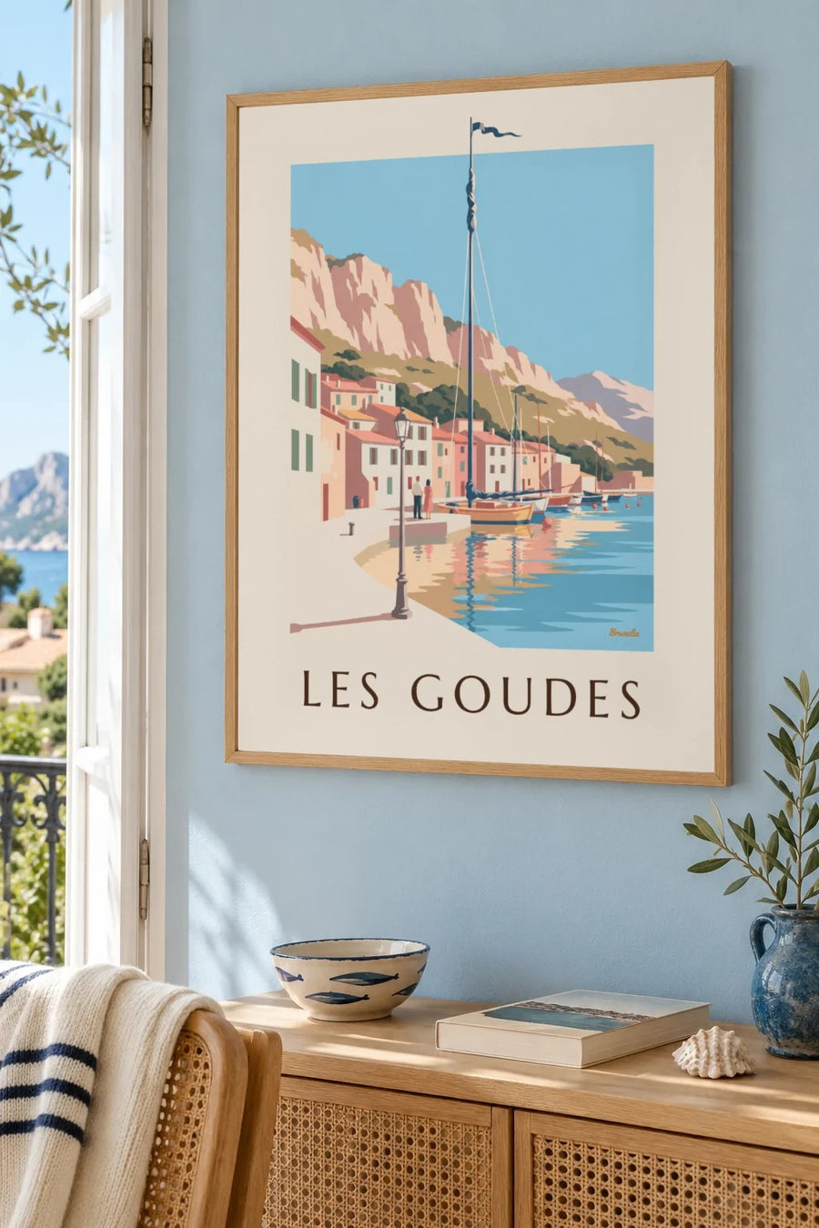 Affiche port des Goudes au coucher du soleil : encadrée au mur