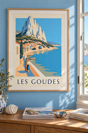 Poster Les Goudes vom Meer aus gesehen : gerahmt an der Wand