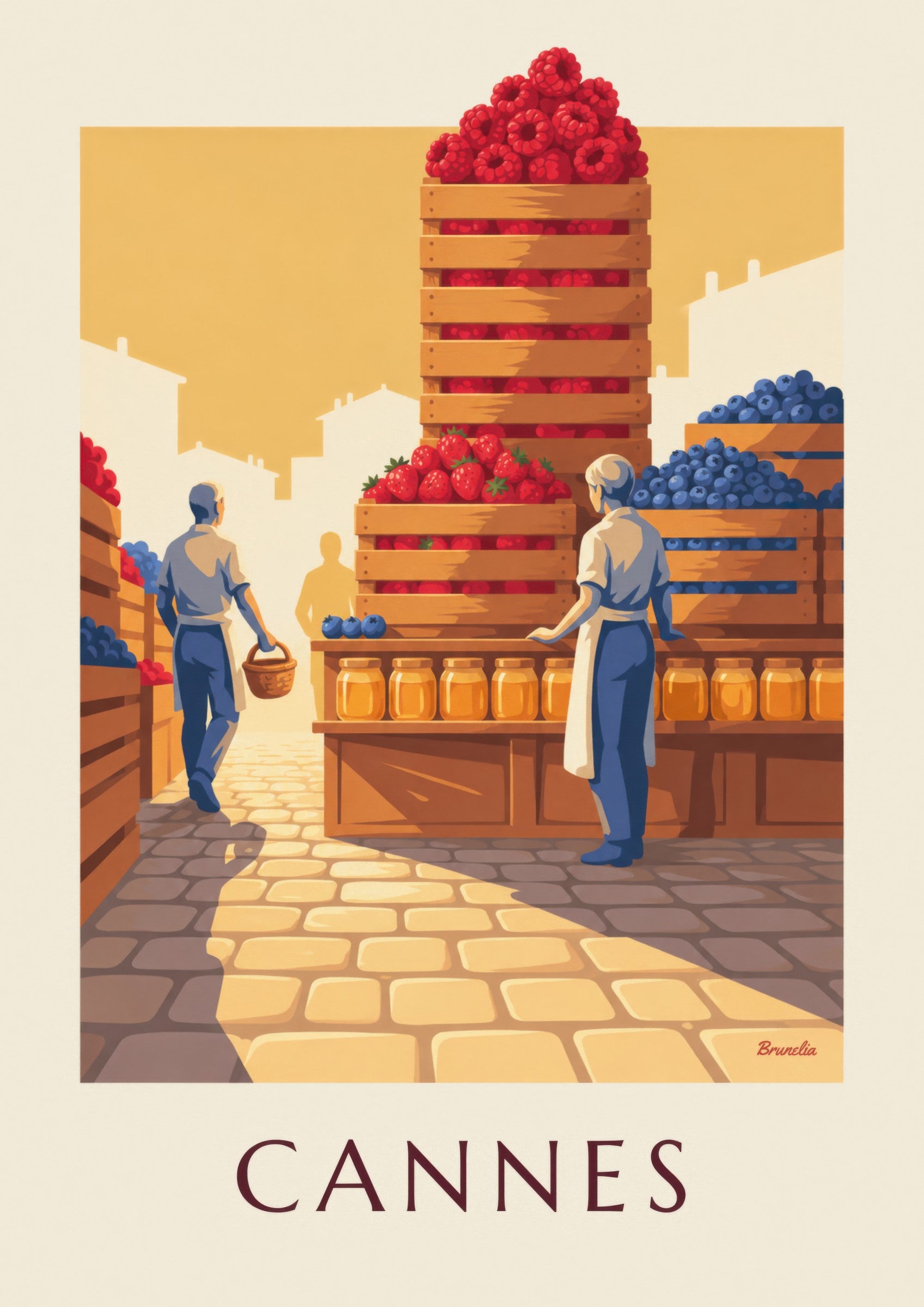Affiche marché Forville à Cannes, fruits rouges: Detail in Nahaufnahme