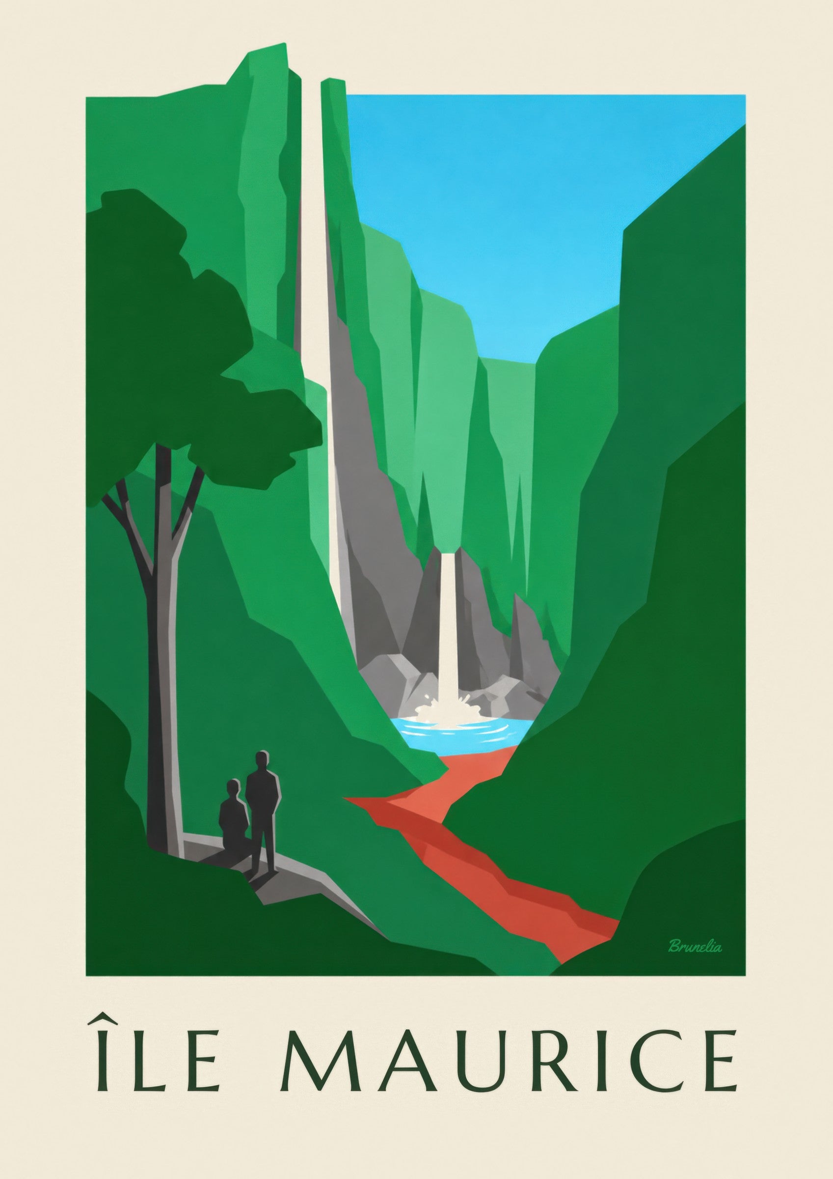 Poster Mauritius, Chamarel-Wasserfall (Titel ÎLE MAURICE): Detail in Nahaufnahme