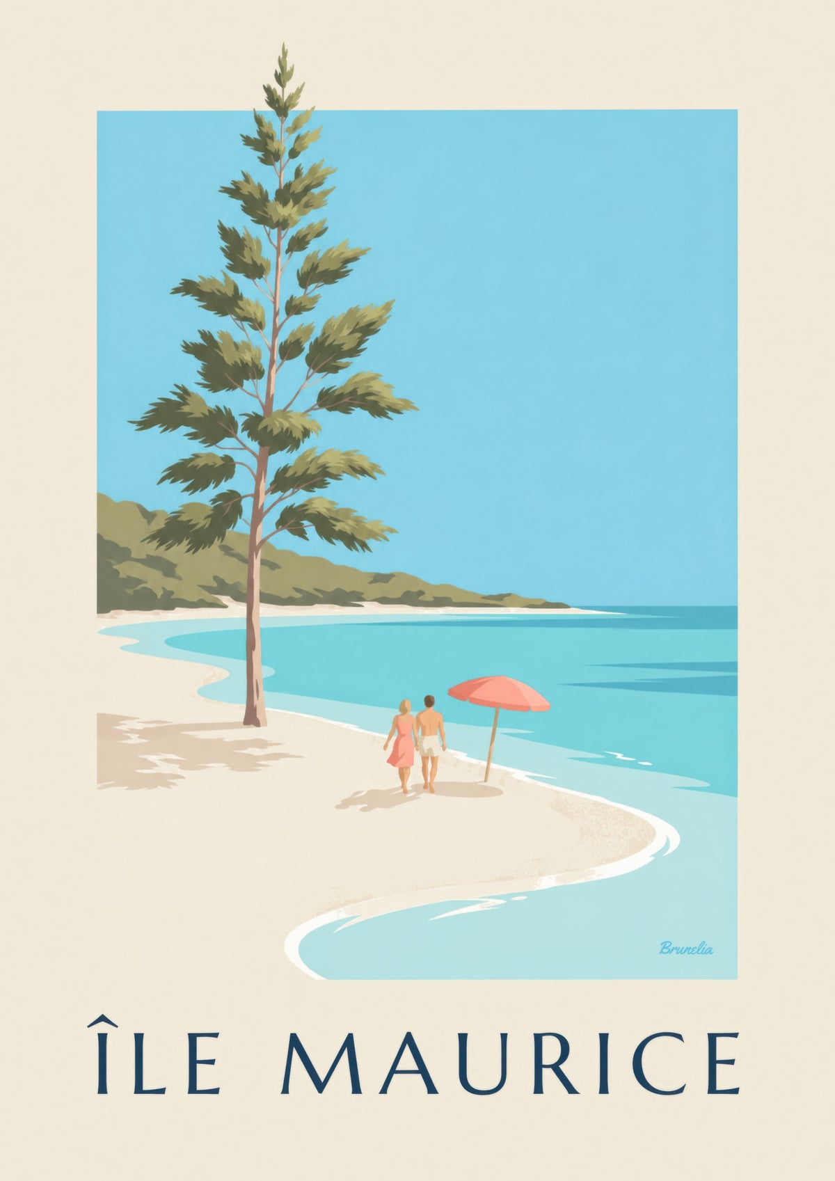 Poster Mauritius, Blue-Bay-Strand (Titel ÎLE MAURICE)