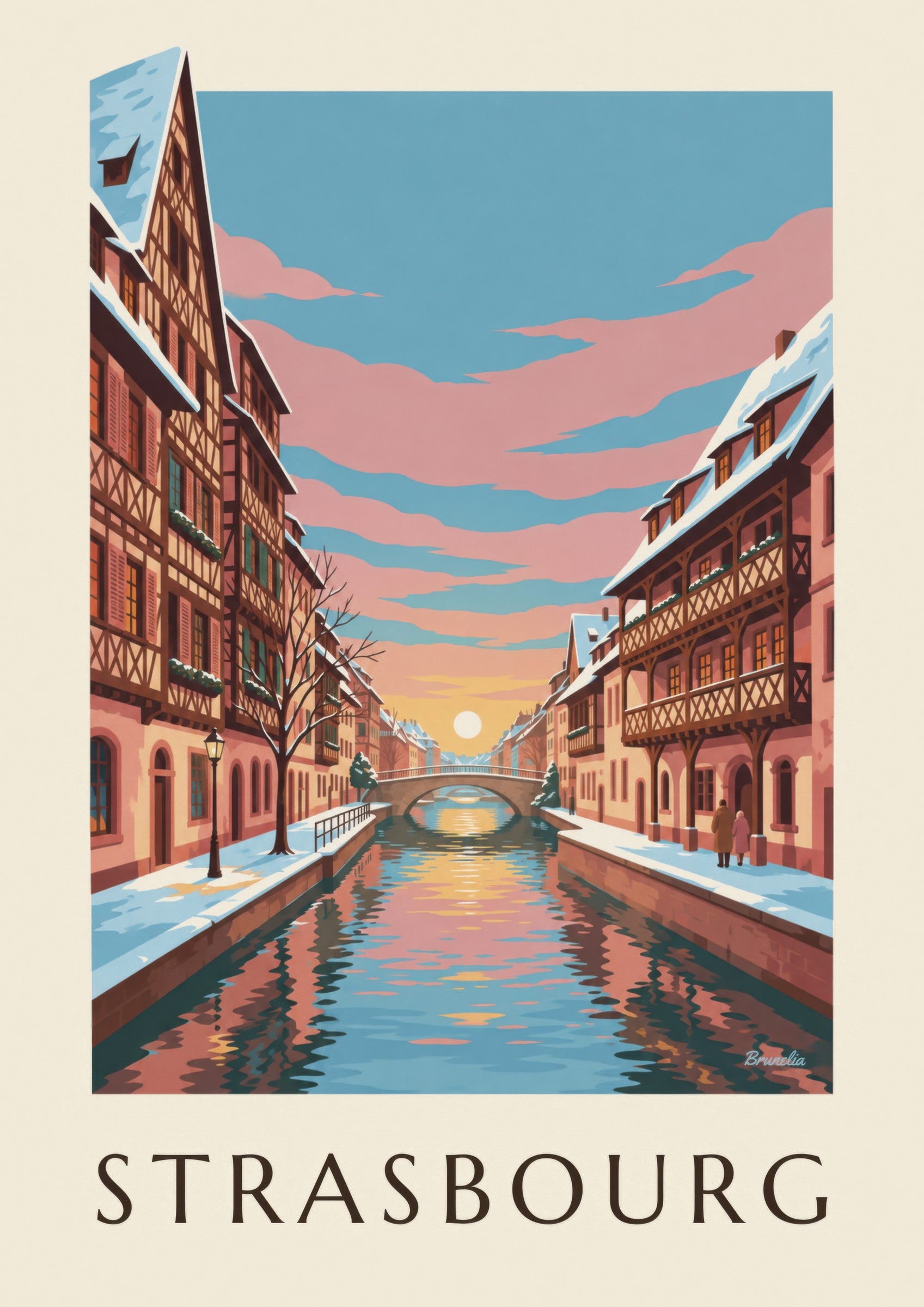 Affiche Petite France à Strasbourg en hiver: Detail in Nahaufnahme
