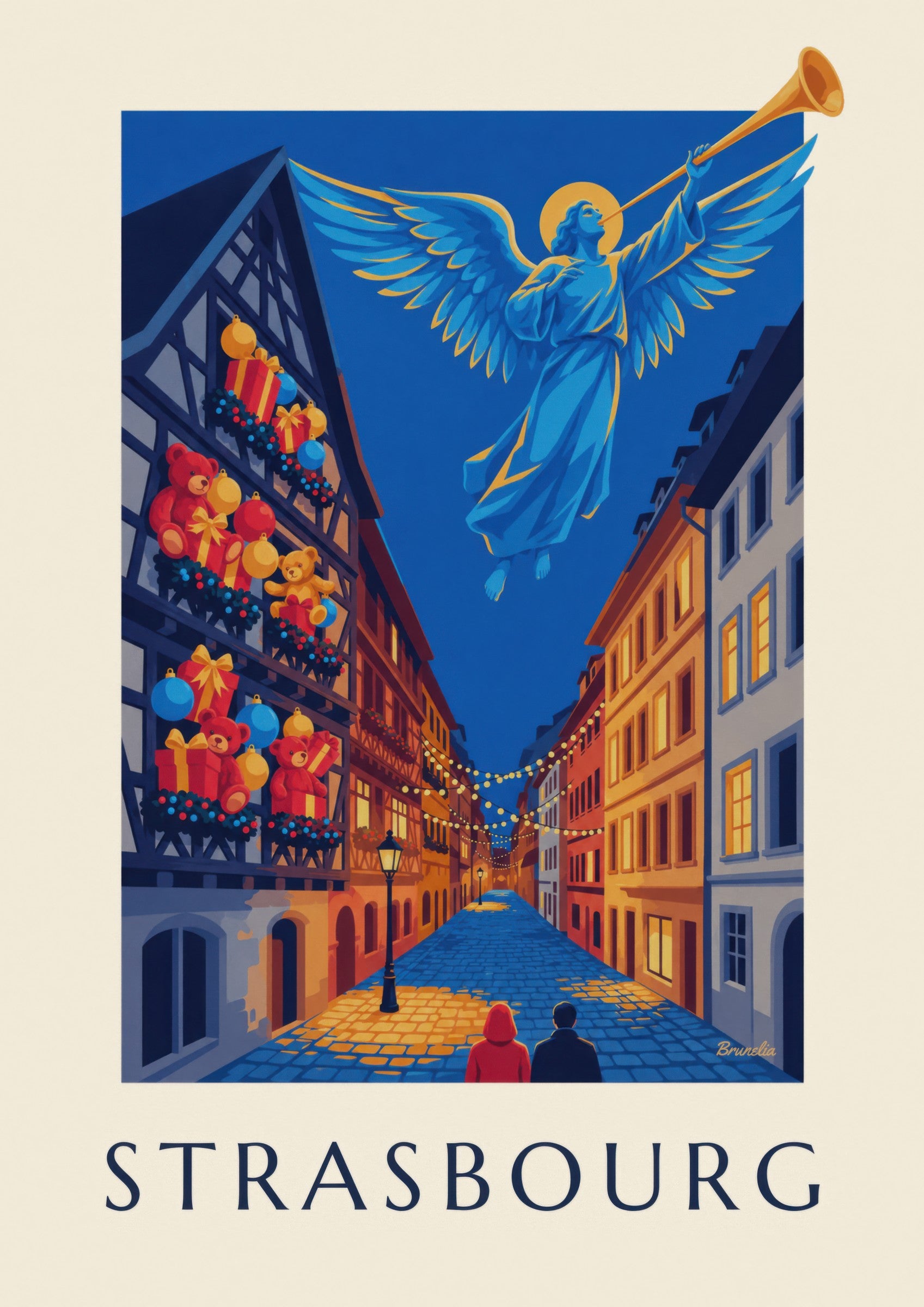 Affiche Strasbourg à Noël, ange lumineux: Detail in Nahaufnahme