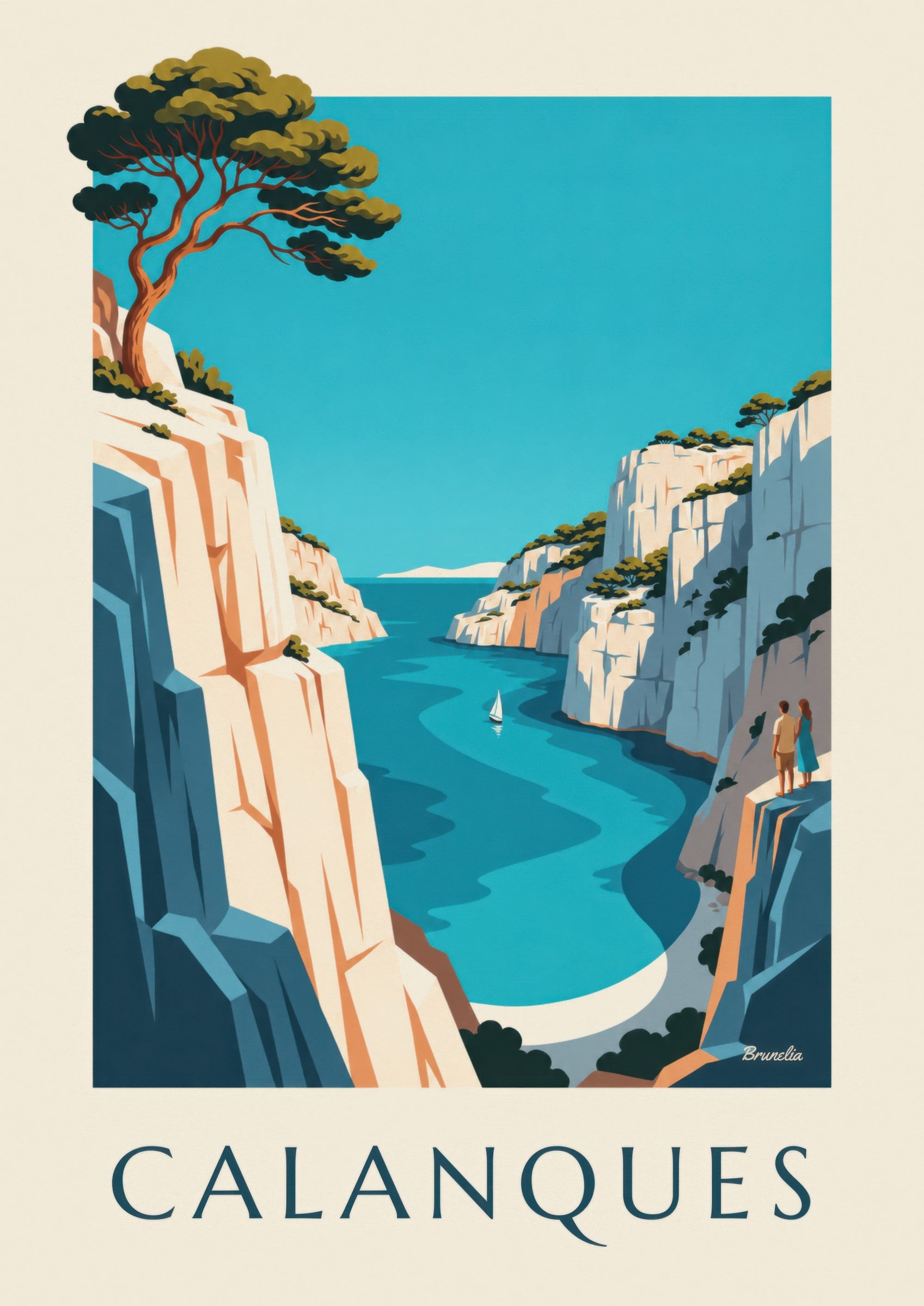 Poster der Calanque d'En-Vau in Marseille: Detail in Nahaufnahme