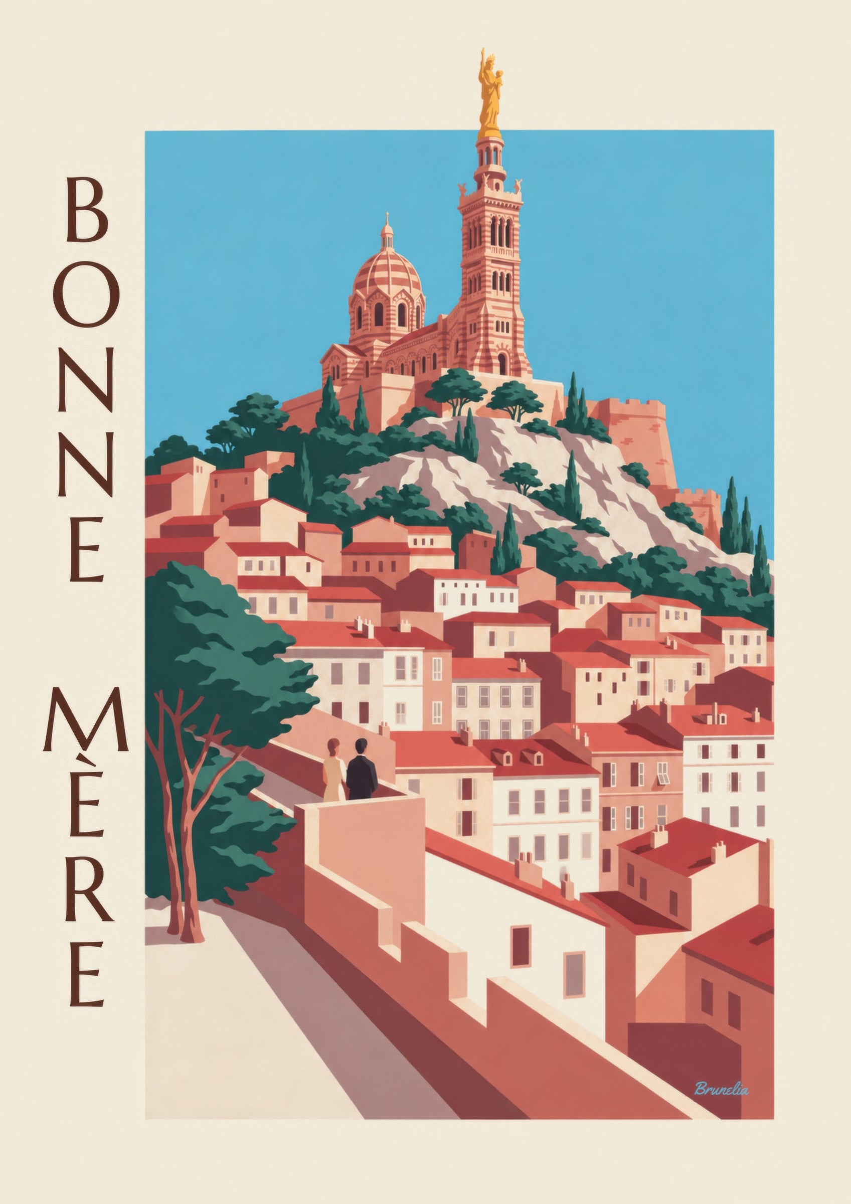 Affiche Notre-Dame-de-la-Garde à Marseille: Detail in Nahaufnahme