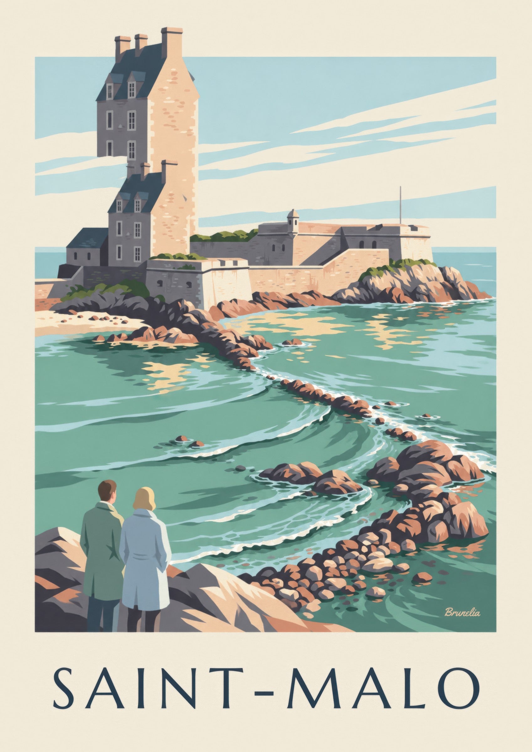 Affiche Fort National de Saint-Malo à marée haute: Detail in Nahaufnahme