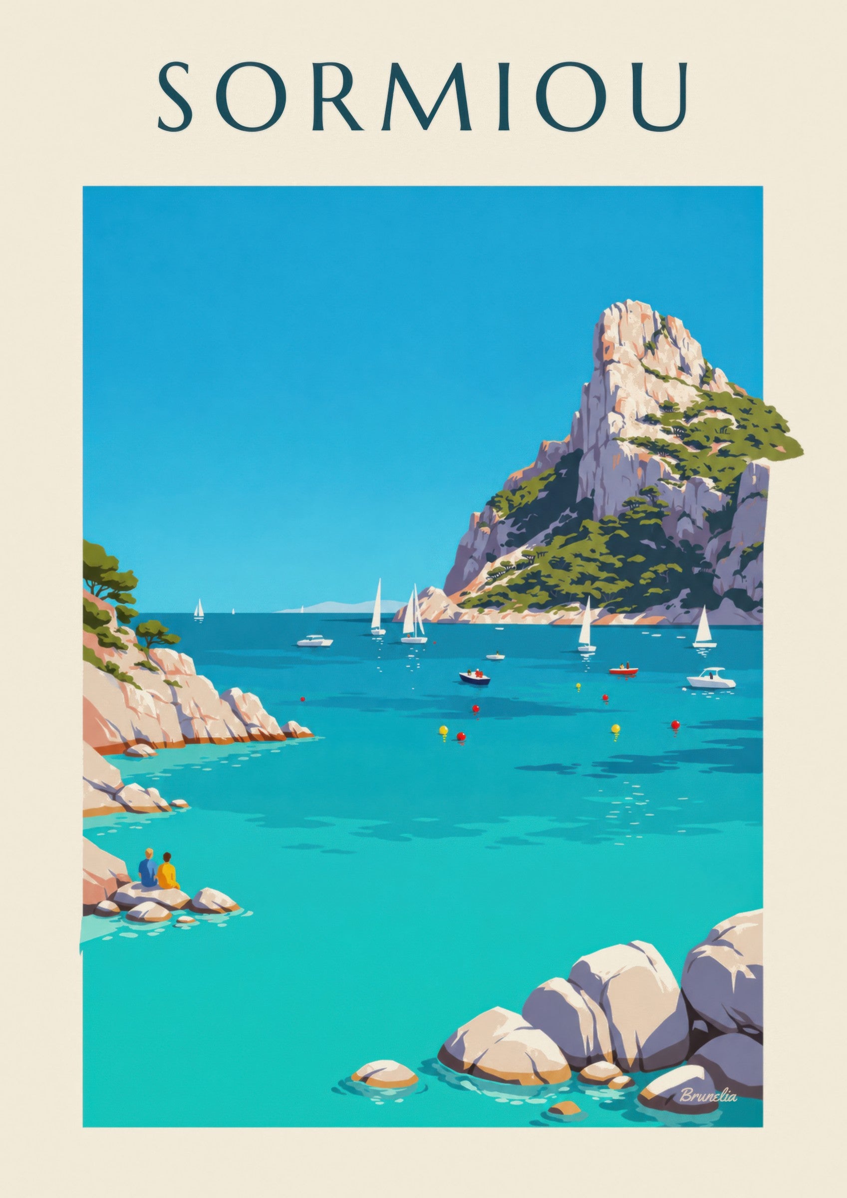 Poster der Calanque de Sormiou in Marseille: Detail in Nahaufnahme