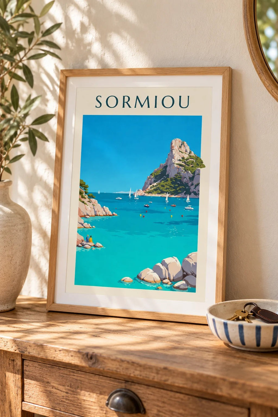 Poster der Calanque de Sormiou in Marseille : kleines A4-Format, gerahmt