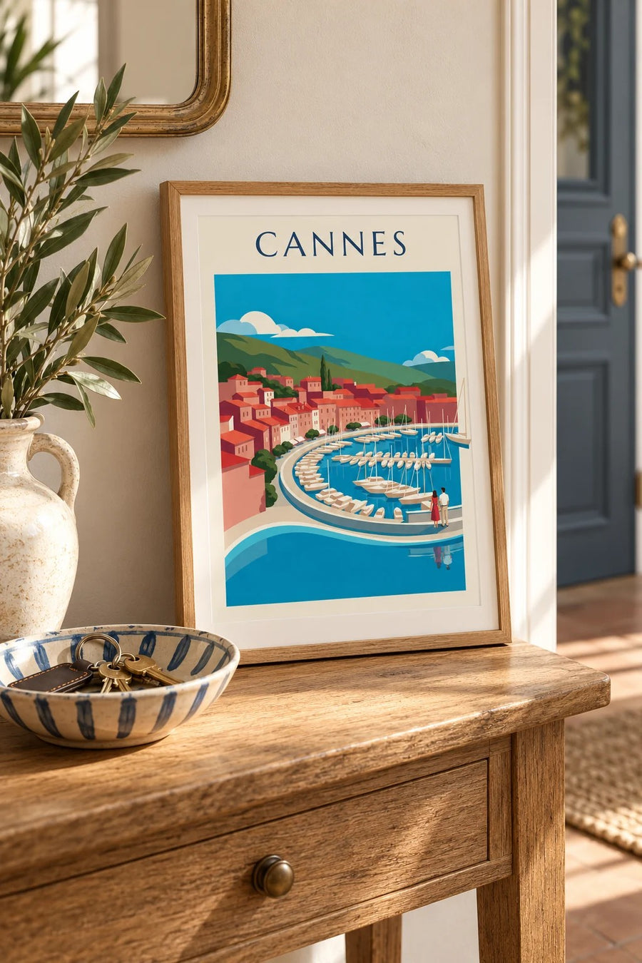 Poster der Bucht von Cannes vom Suquet aus gesehen : kleines A4-Format, gerahmt