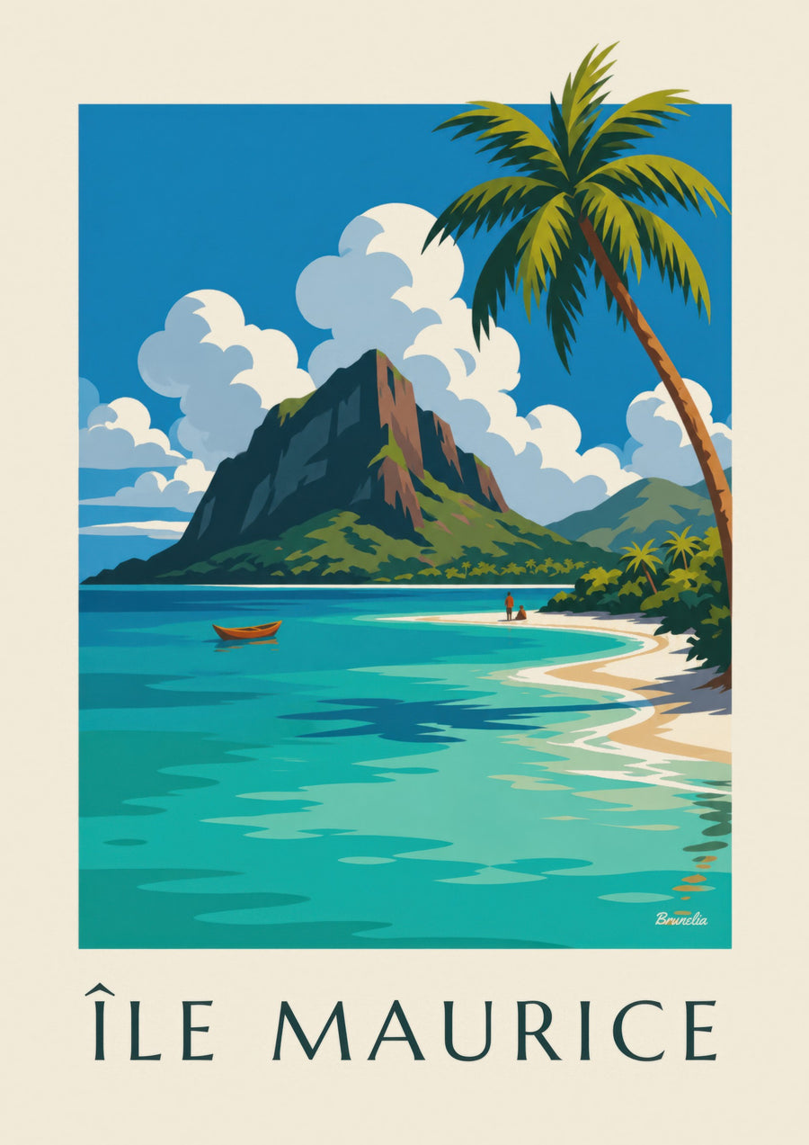Affiche Le Morne Brabant et son lagon (titre ÎLE MAURICE)