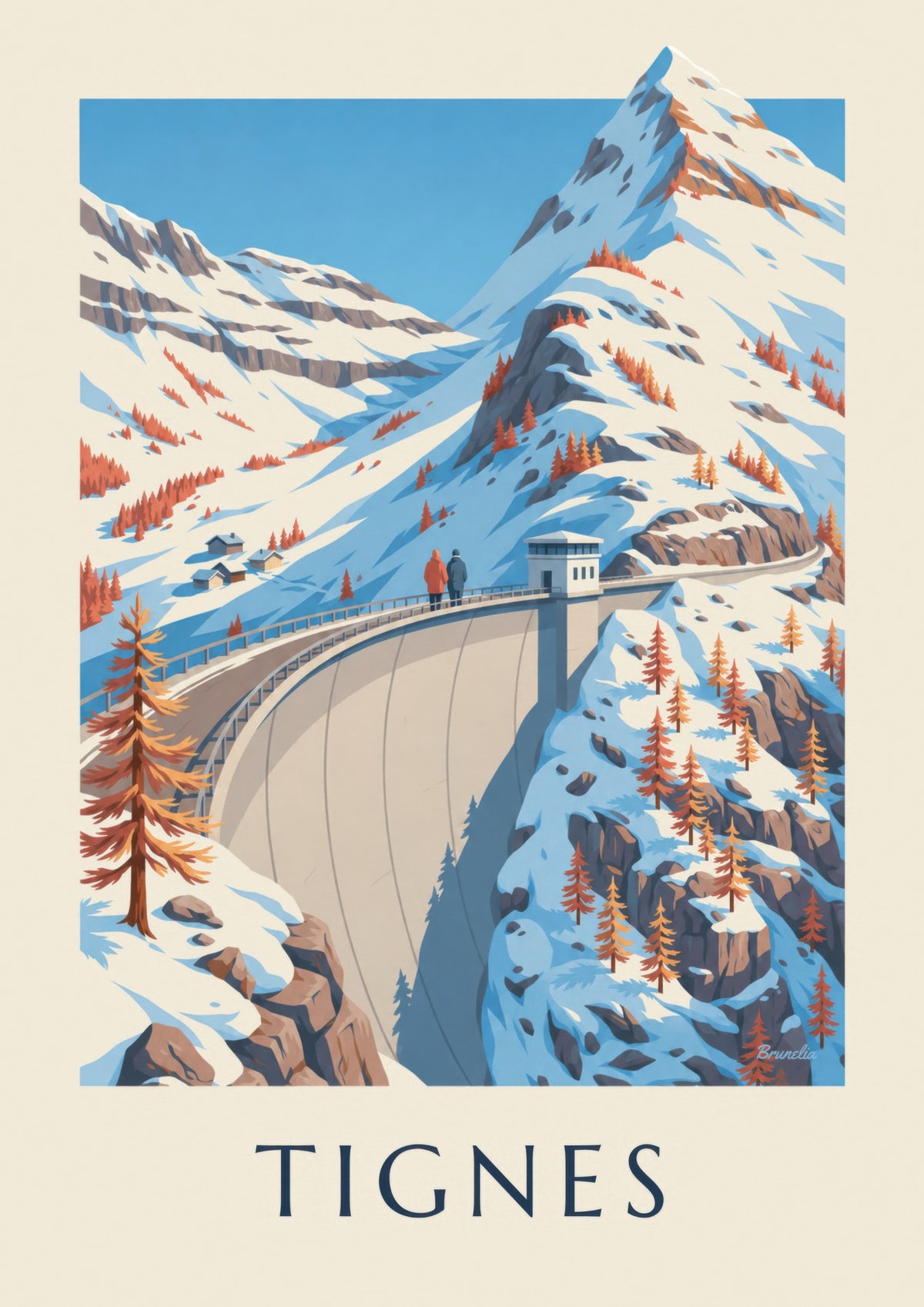 Poster Tignes, der große Staudamm im Winter