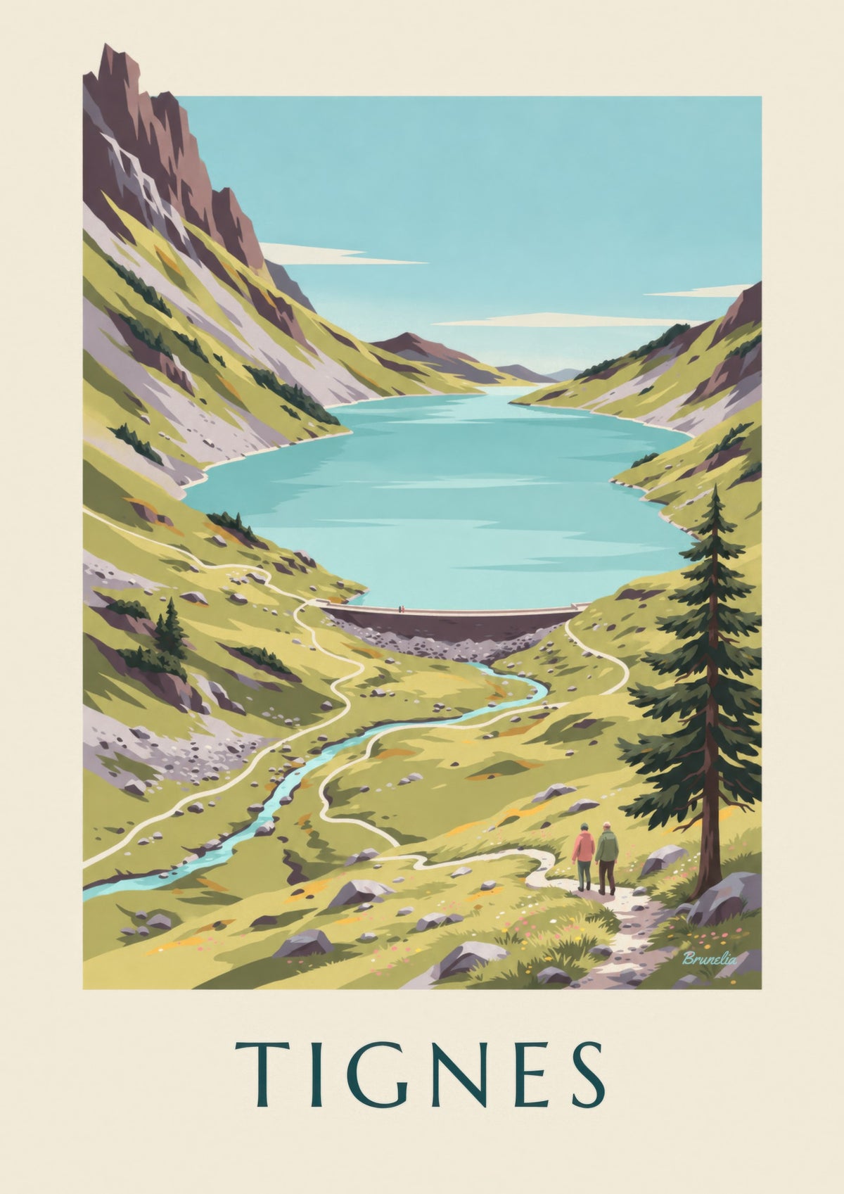 Poster Tignes, türkisfarbener Sassière-See
