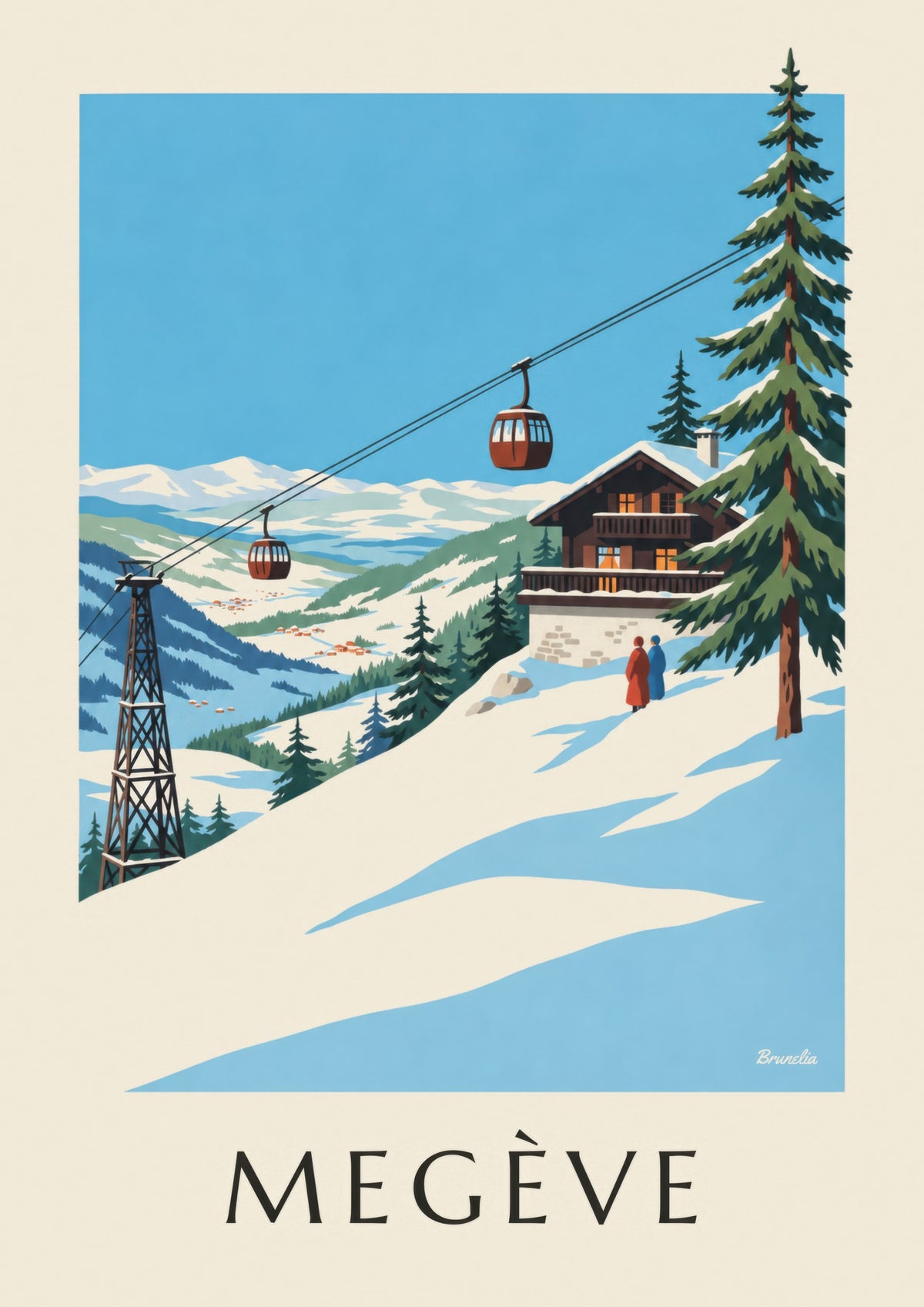 Poster Megève, Mont-d'Arbois-Seilbahn