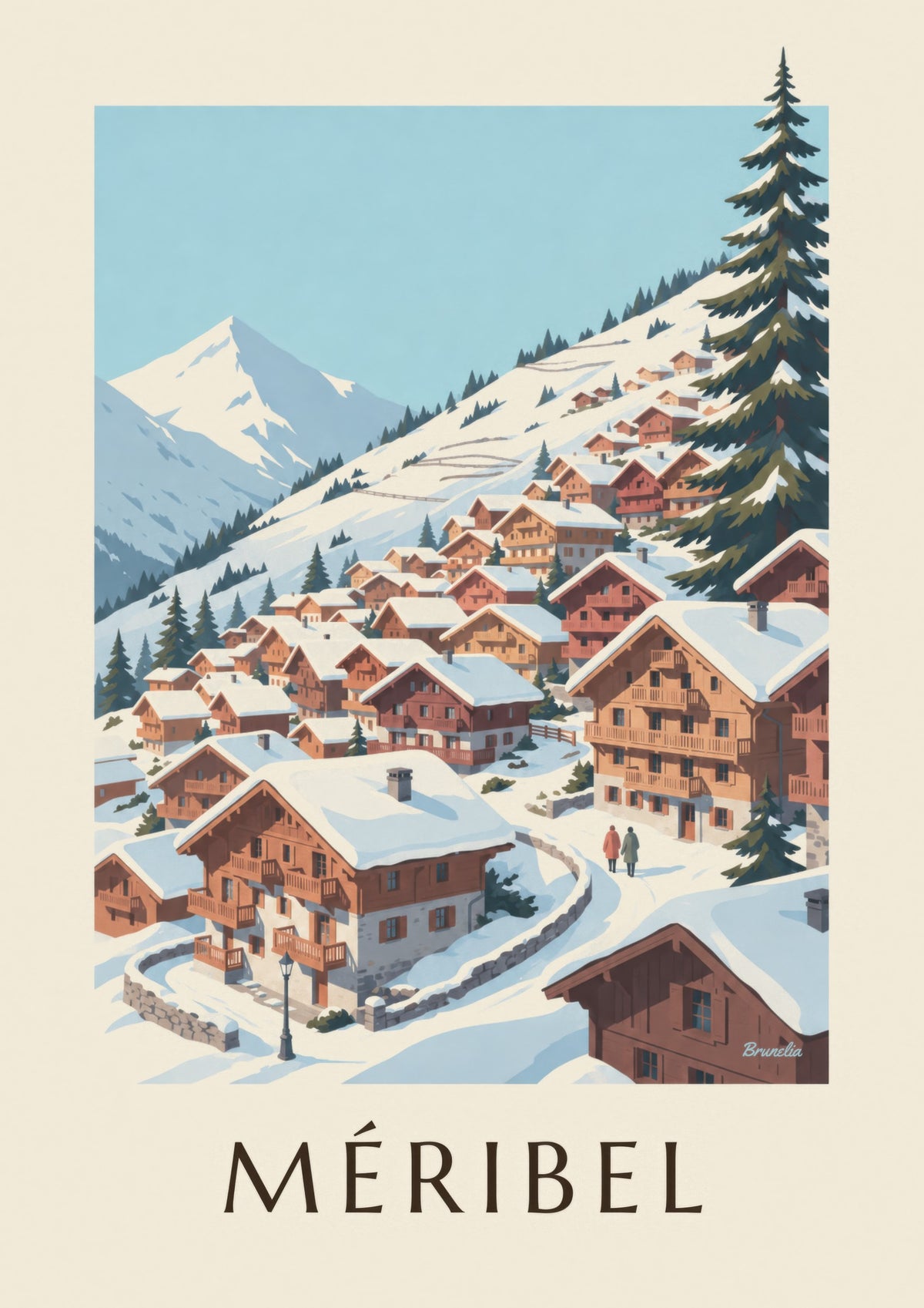 Poster Méribel, Chalets im Schnee
