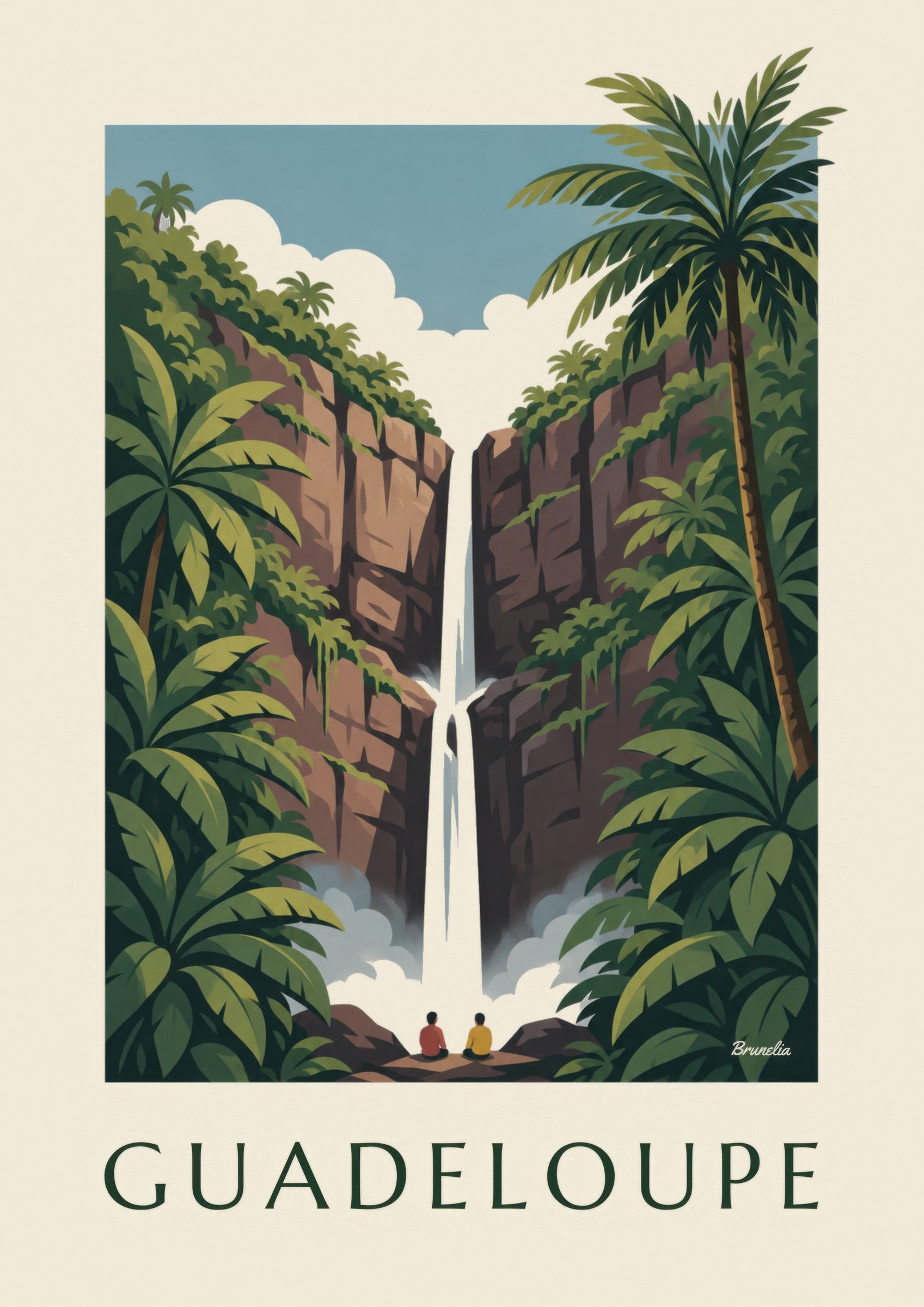 Affiche Guadeloupe, chutes du Carbet en forêt tropicale: Detail in Nahaufnahme