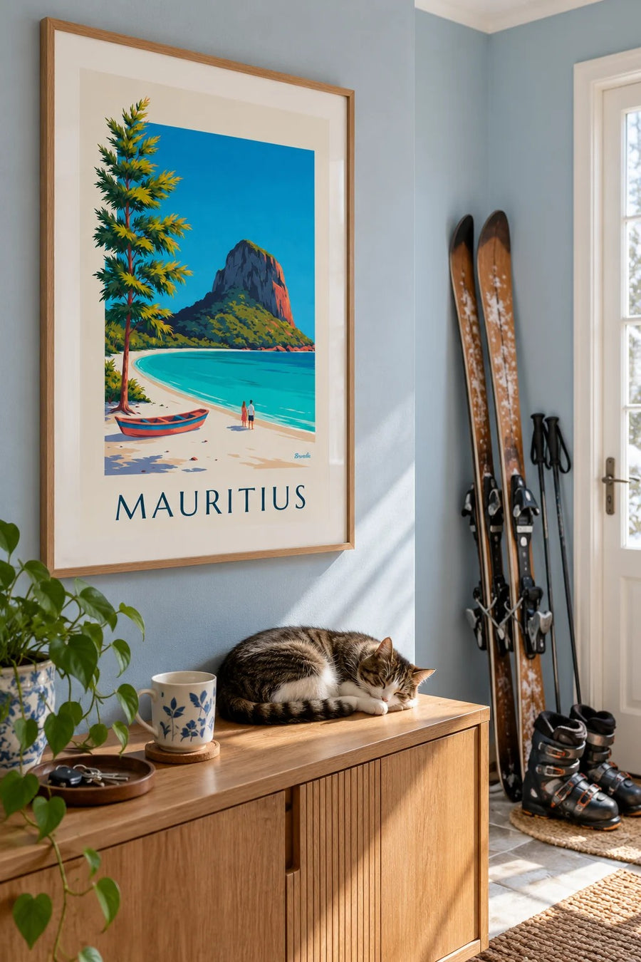 Poster Morne Brabant und Lagune auf Mauritius: gerahmt an der Wand