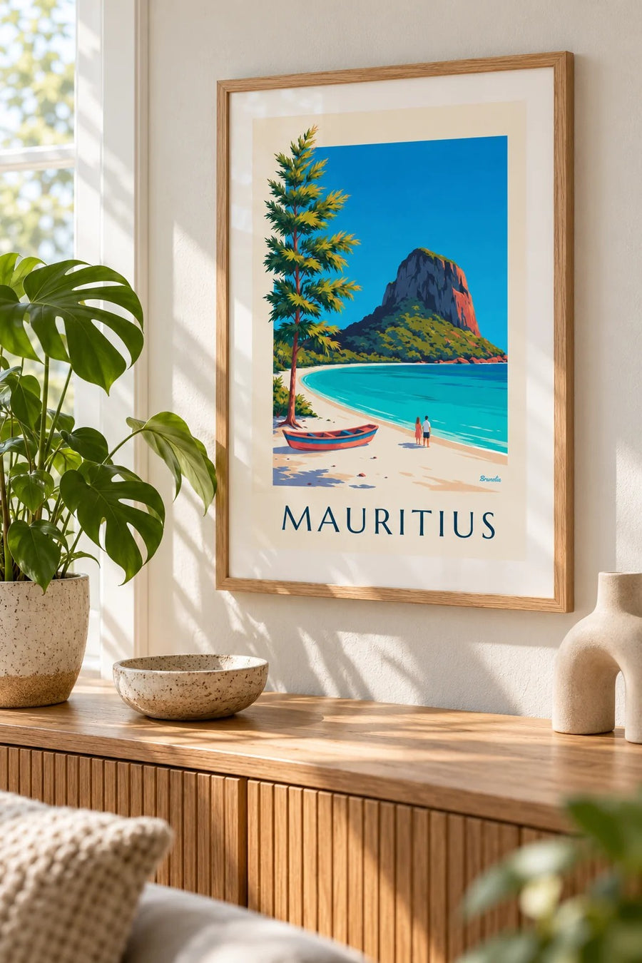 Poster Morne Brabant und Lagune auf Mauritius: kleines A4-Format, gerahmt
