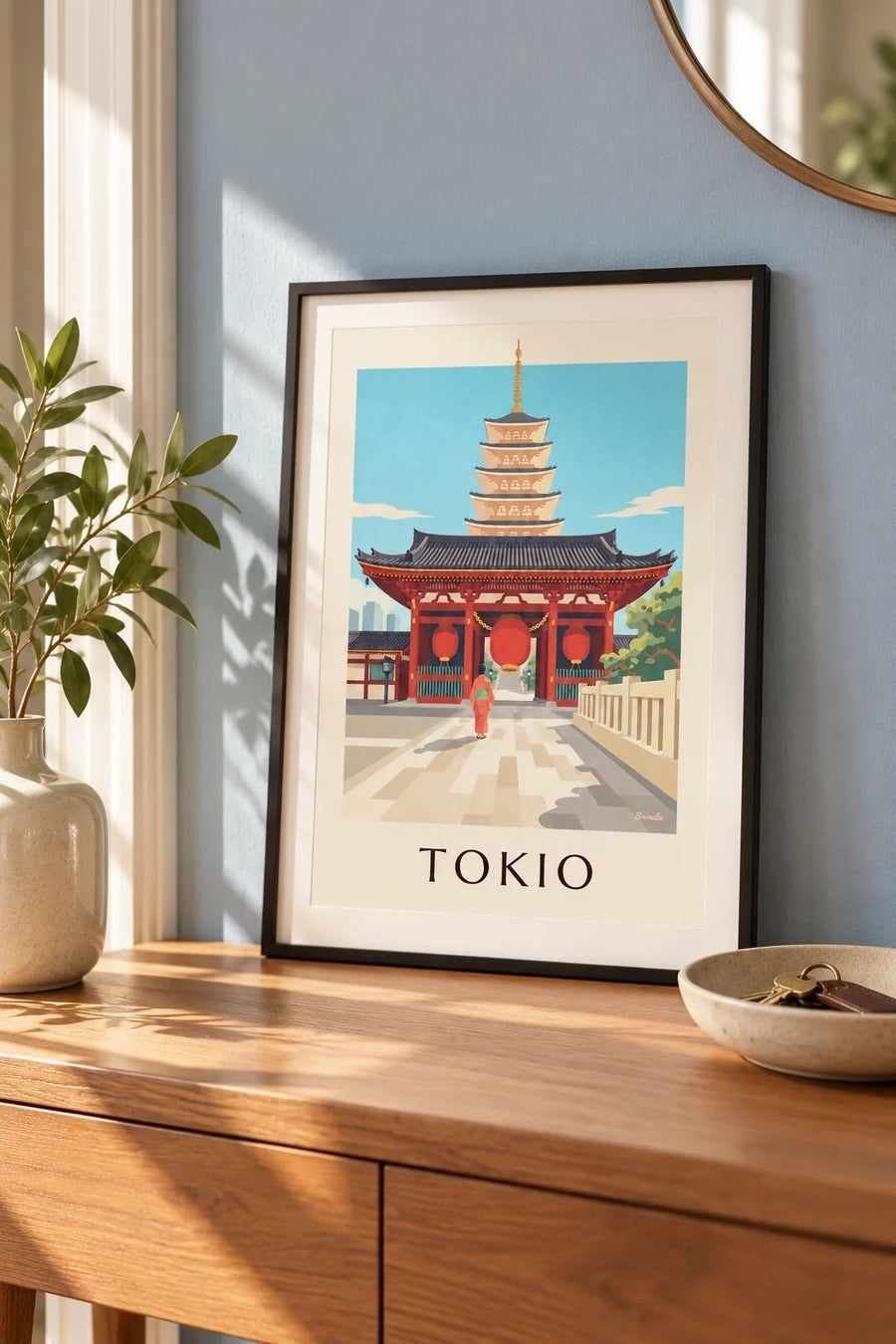 Poster Senso-ji-Tempel mit großer roter Laterne in Tokio: kleines gerahmtes A4-Format