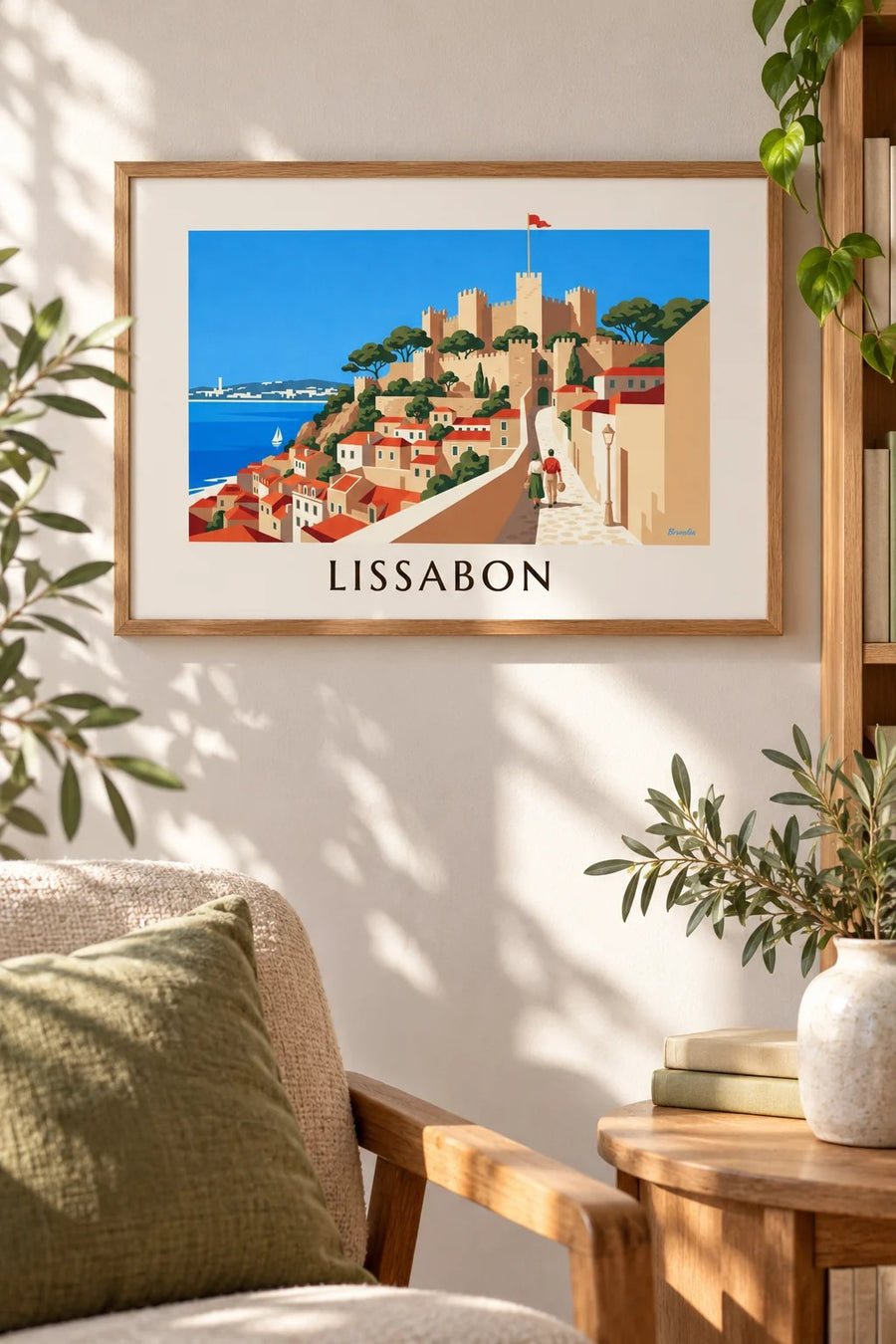 Poster Burg São Jorge und die Dächer der Alfama in Lissabon: kleines Format A4 gerahmt