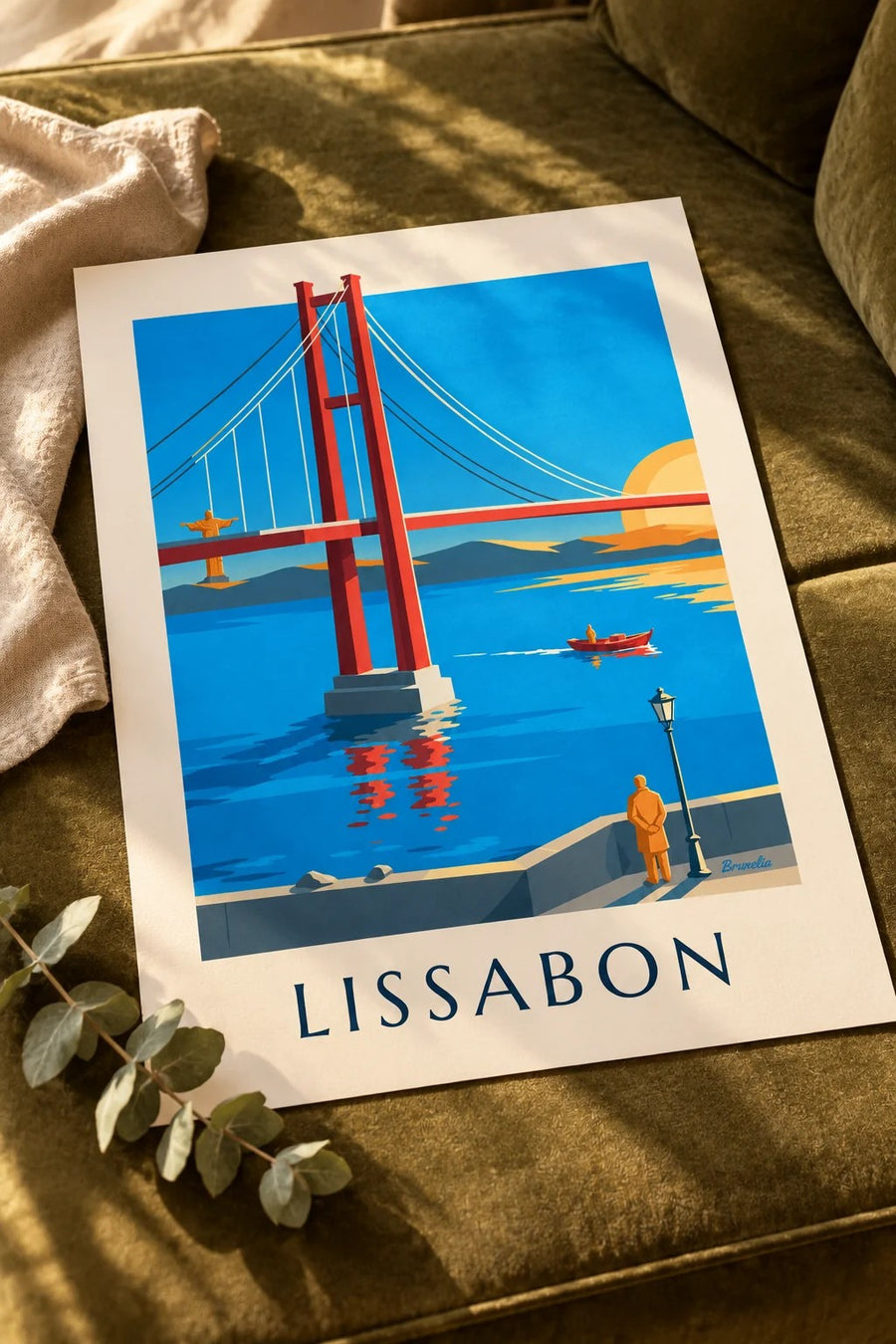 Poster Ponte 25 de Abril über den Tejo in Lissabon: flach auf einem Tisch