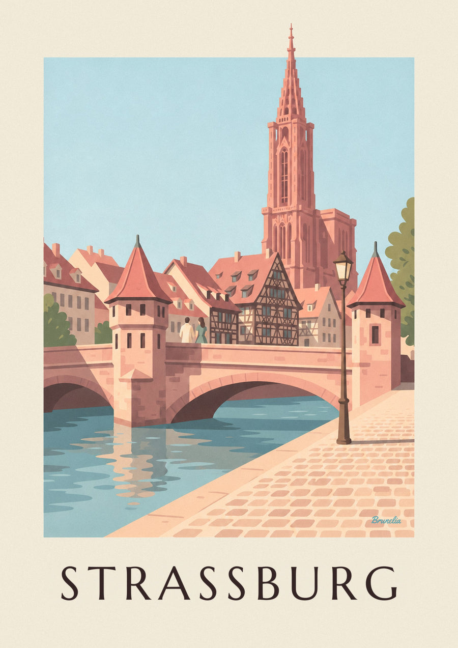 Poster Straßburger Münster und mittelalterliche Brücke